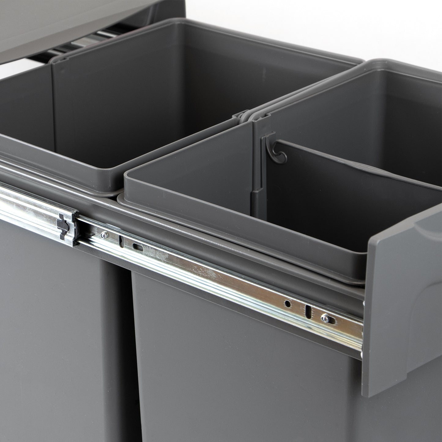 Emuca Contenitore per la raccolta differenziata Recycle da montare sul fondo e da estrarre manualmente in cucina Recycle 2x20lt, Grigio antracite, Tecnoplastica
