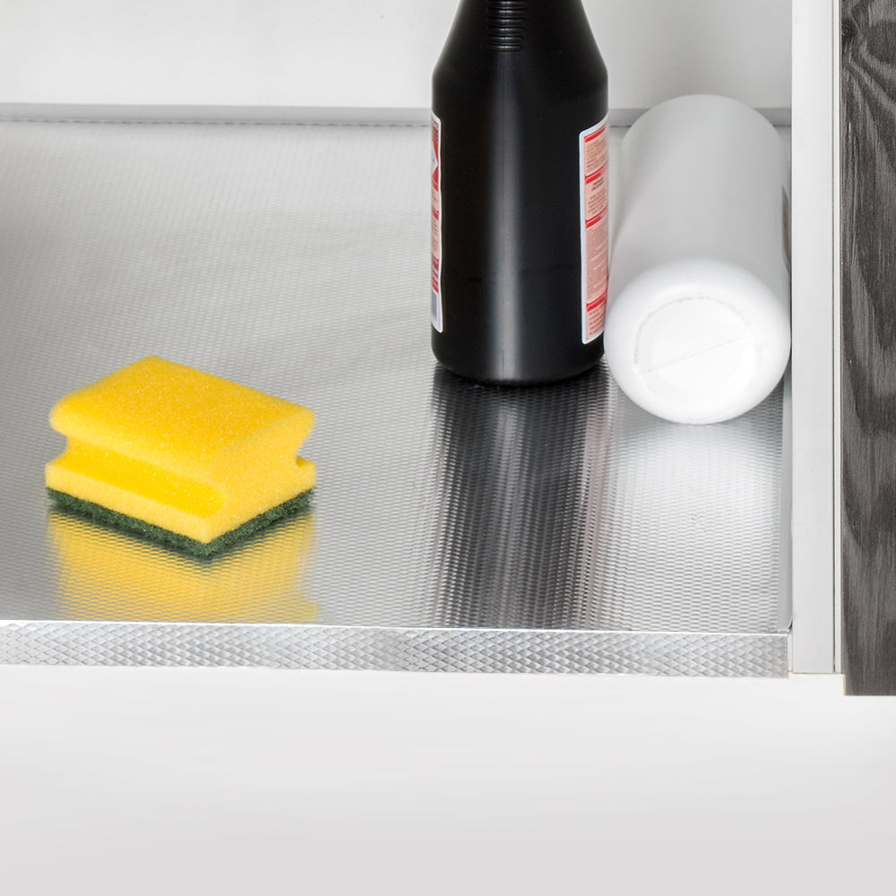 Emuca Fondo sotto lavello, pannello da 16 mm, modulo 600 mm, 568x580 mm, Tecnoplastica e Alluminio, Alluminio naturale