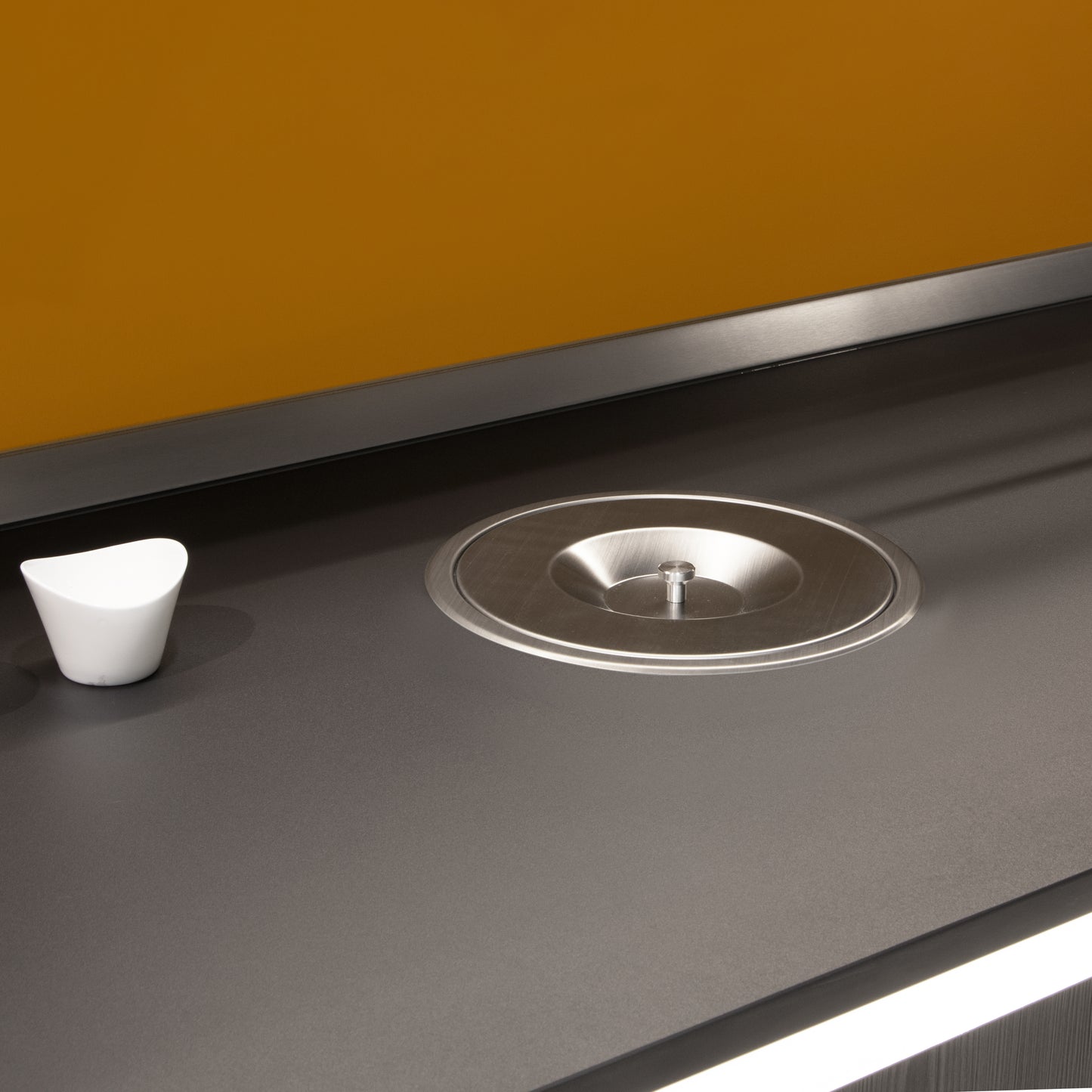 Emuca Recycle, contenitore per rifiuti da incasso per il spessore di lavoro della cucina, 1 tazza estraibile da 5 lt, Acciaio inossidabile e Tecnoplastica