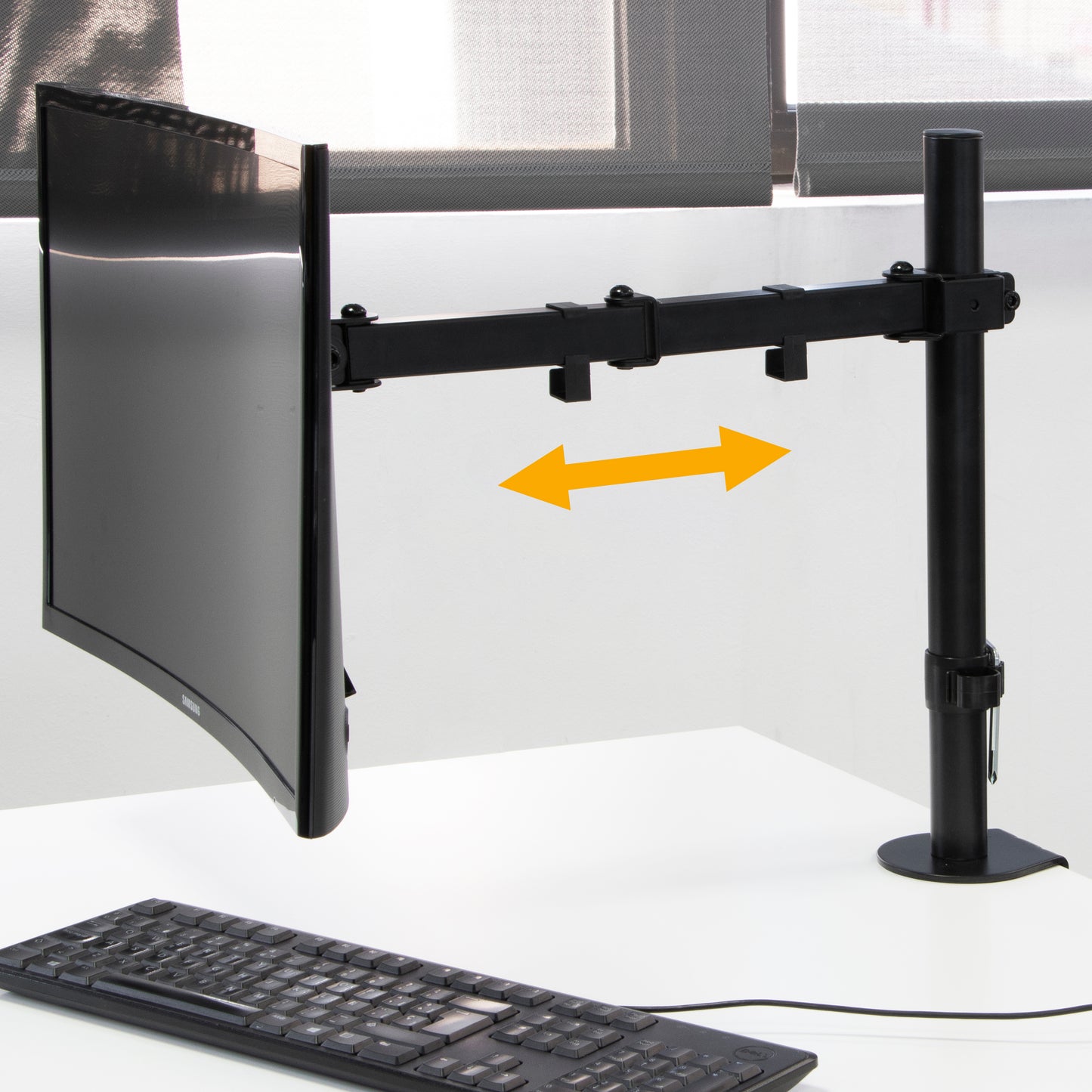 Emuca Supporto per monitor da tavolo inclinabile e girevole a 360°, singolo, acciaio, Verniciato nero