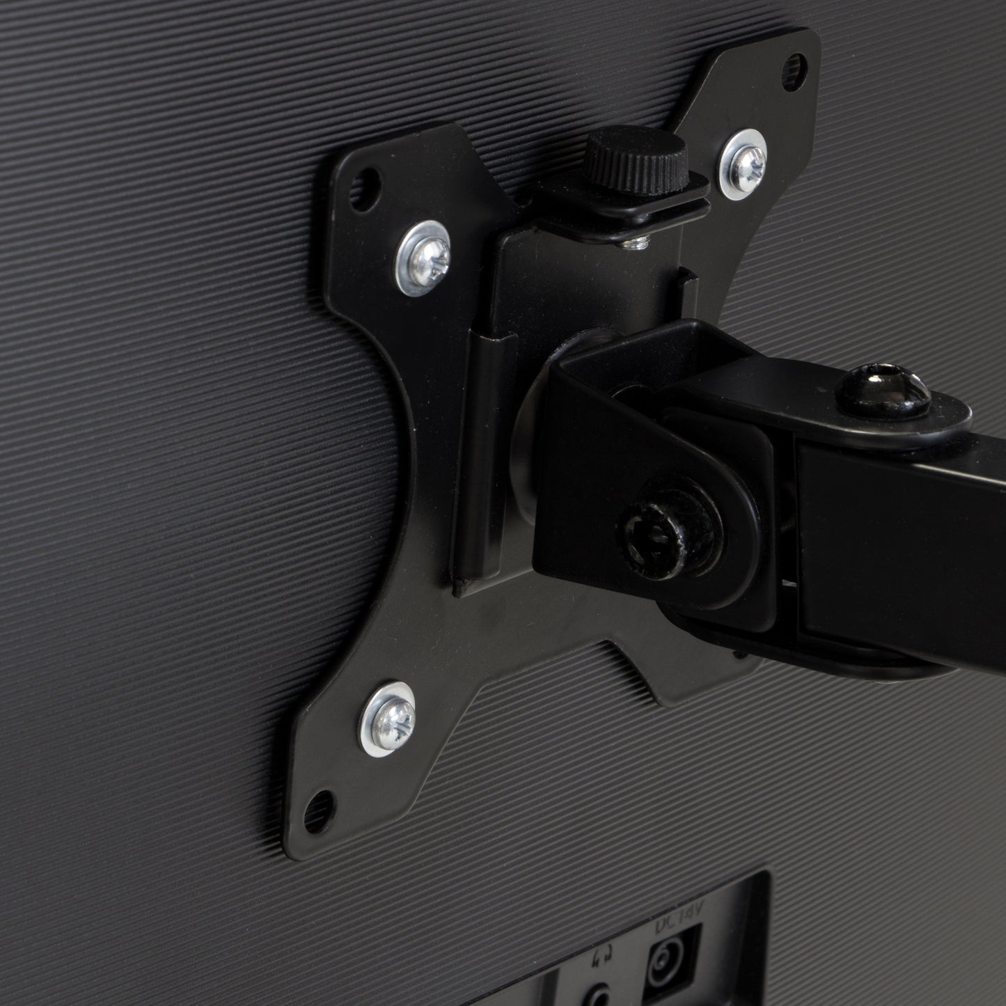 Emuca Supporto per monitor da tavolo inclinabile e girevole a 360°, doppio, acciaio, Verniciato nero