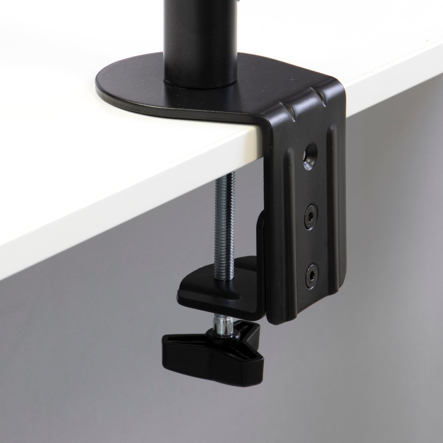 Emuca Supporto per monitor da tavolo inclinabile e girevole a 360°, doppio, acciaio, Verniciato nero