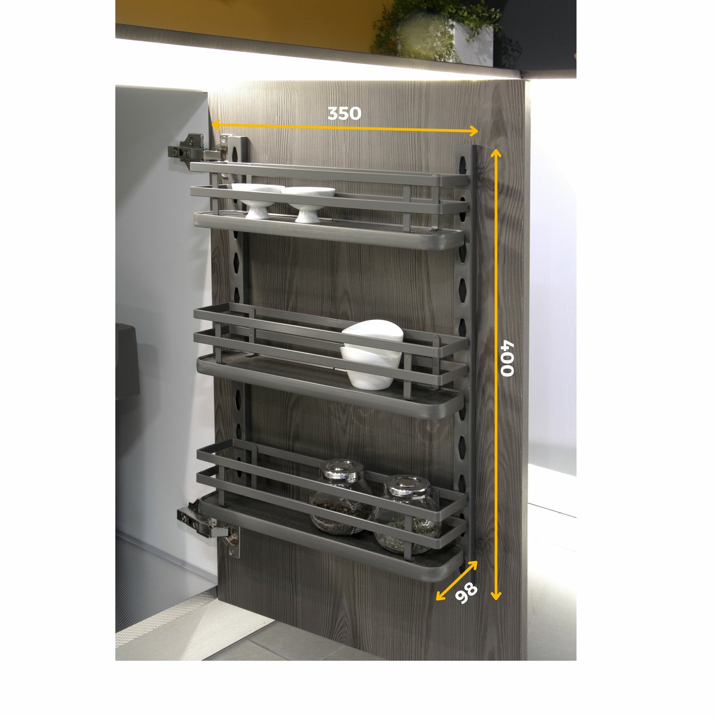 Emuca Kit di porta spezie Titane per mobile da cucina o pensile, Acciaio, Grigio antracite