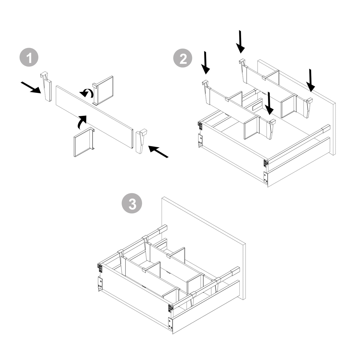Emuca Set di divisori per interni dei casseti Vertex-Concept, 900, Verniciato bianco, Alluminio e Tecnoplastica.