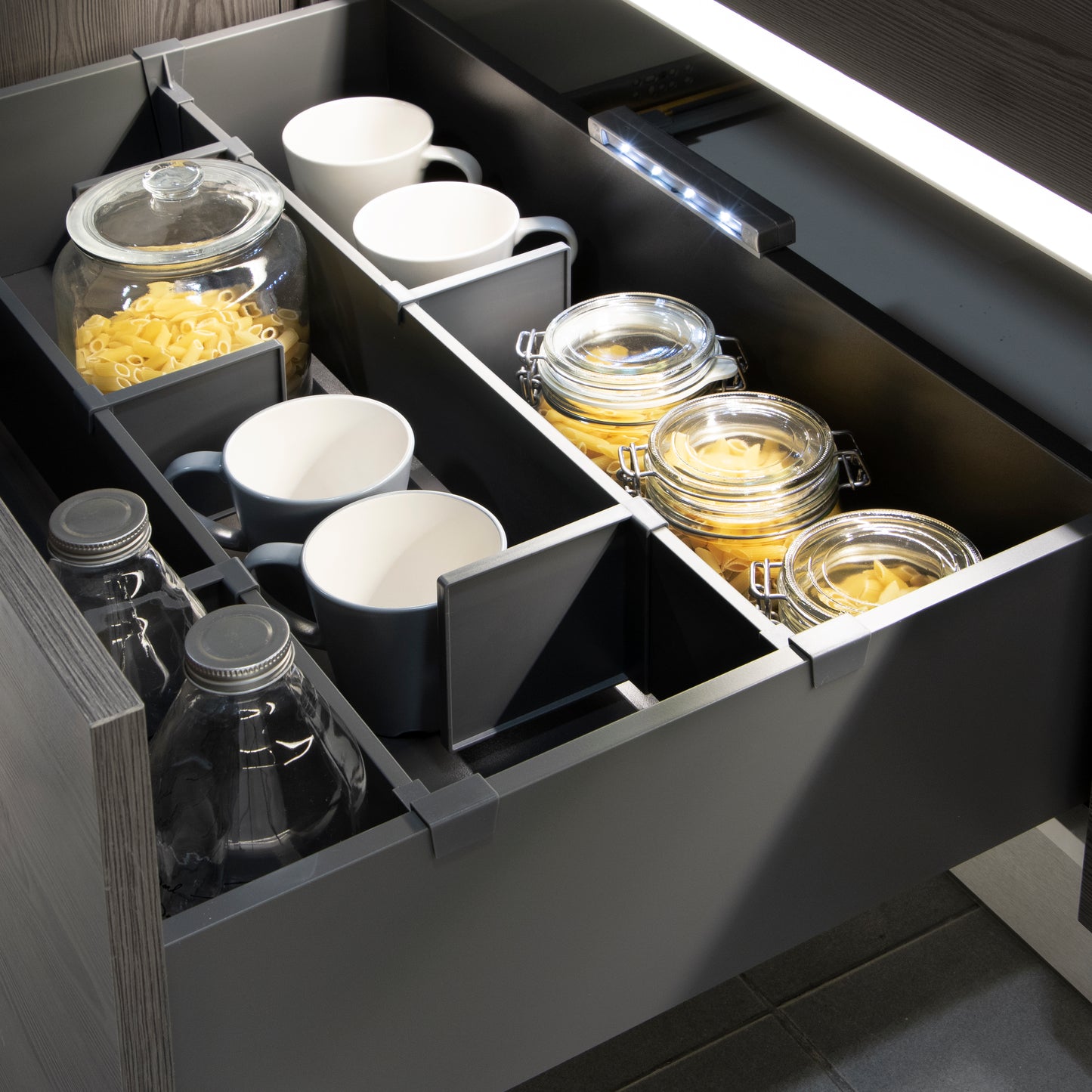 Emuca Set di divisori per interni dei casseti Vertex-Concept, 900, Verniciato bianco, Alluminio e Tecnoplastica.