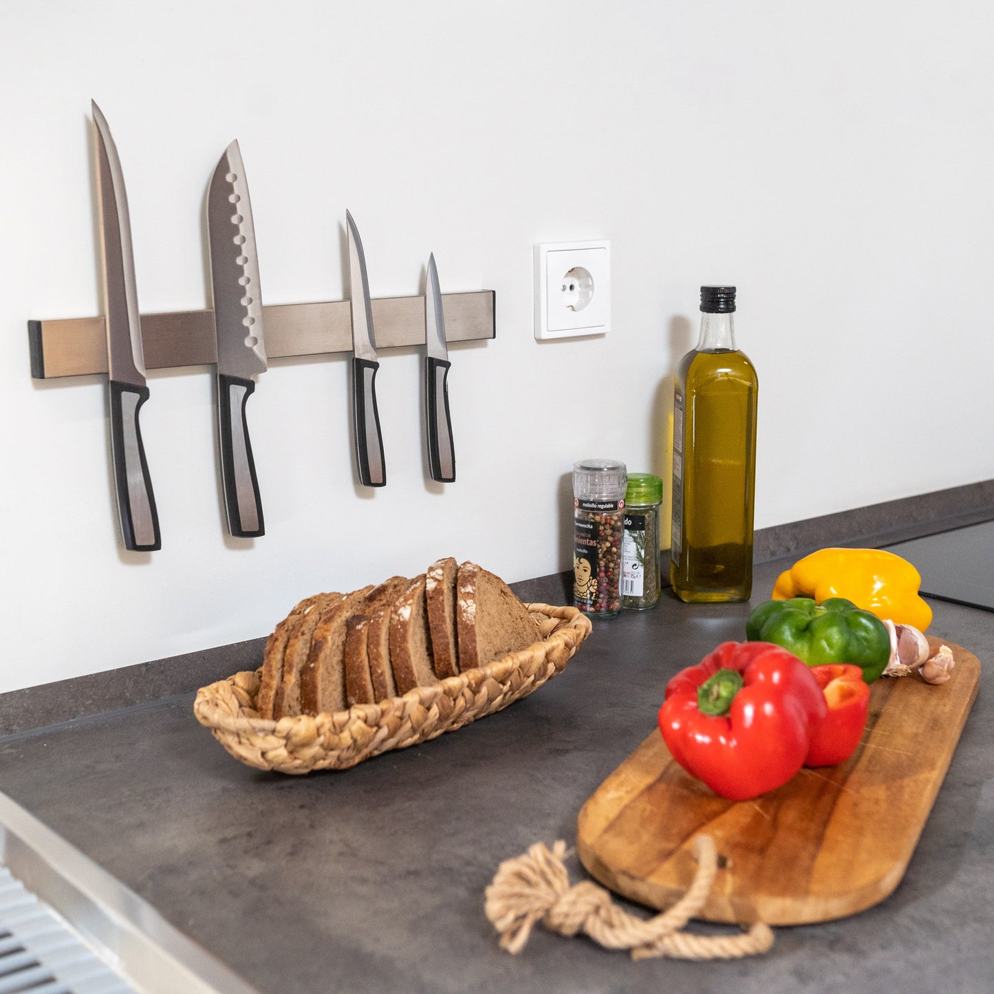 Emuca Barra magnetica per coltelli da cucina, Acciaio inossidabile