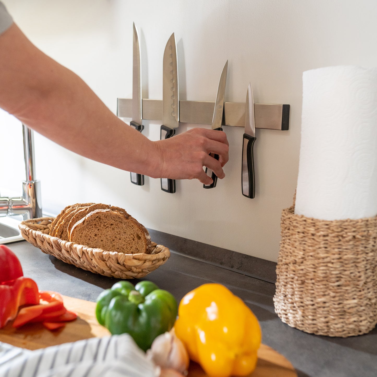 Emuca Barra magnetica per coltelli da cucina, Acciaio inossidabile