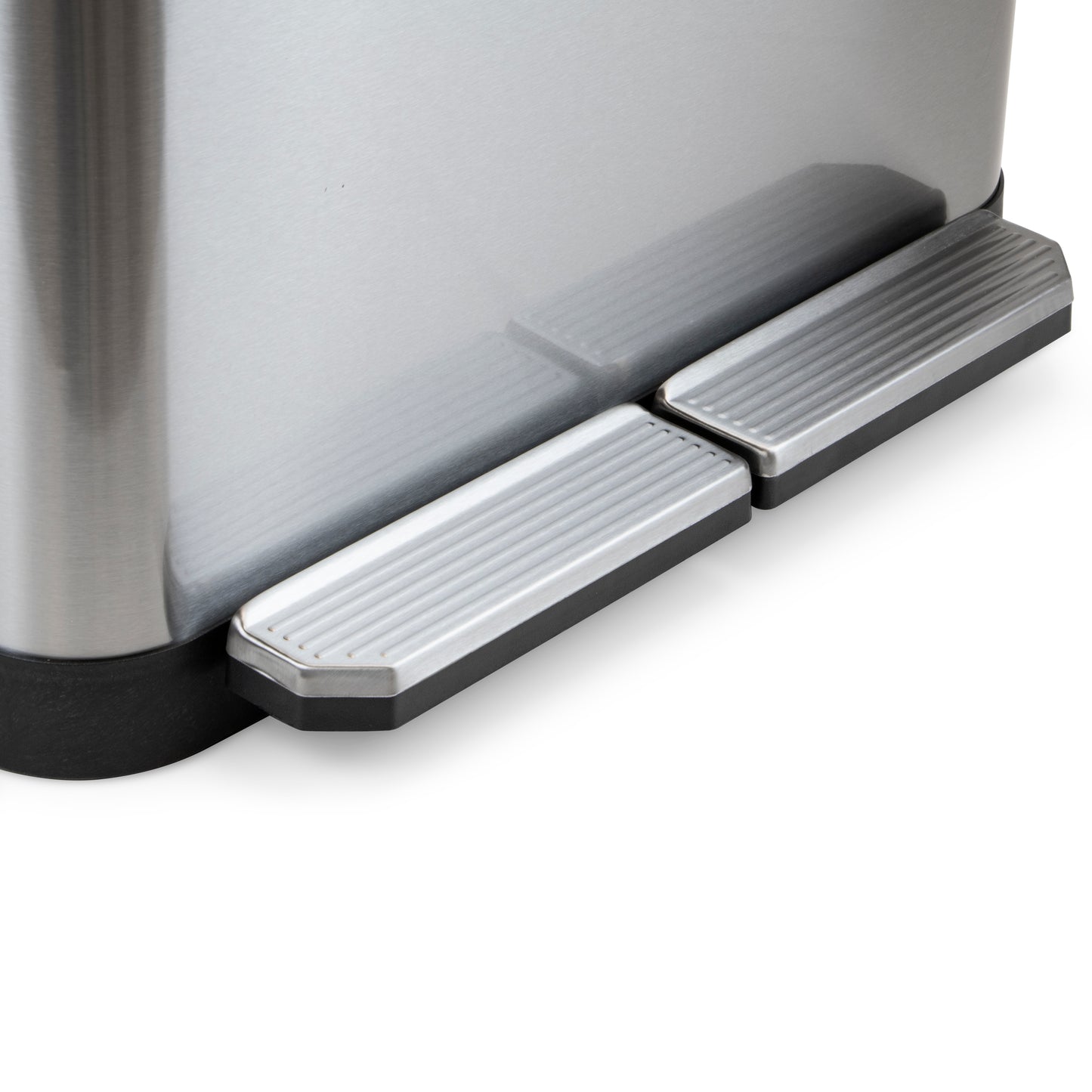 Emuca Recycle Inox, contenitore per la raccolta differenziata da esterno con scomparti, apertura del coperchio con pedali, 2x15lt, Acciaio inossidabile