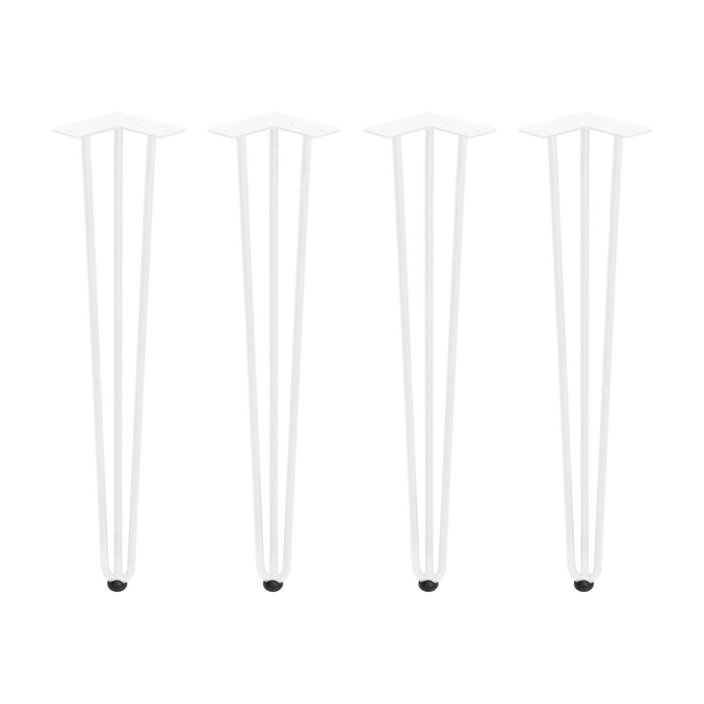 Emuca Lotto di 4 gambe Hairpin a 3 aste per tavolo, altezza 710mm, Acciaio, Verniciato bianco