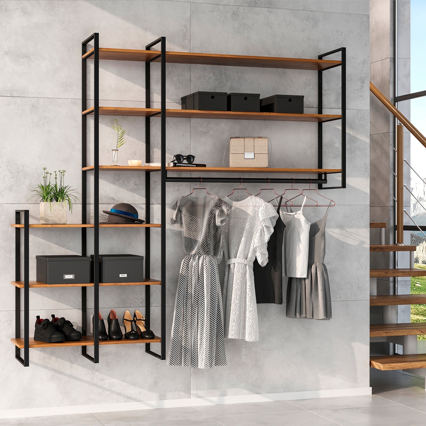Emuca Set di telai per scaffali Lader, altezza 830 mm, Acciaio, Verniciato nero