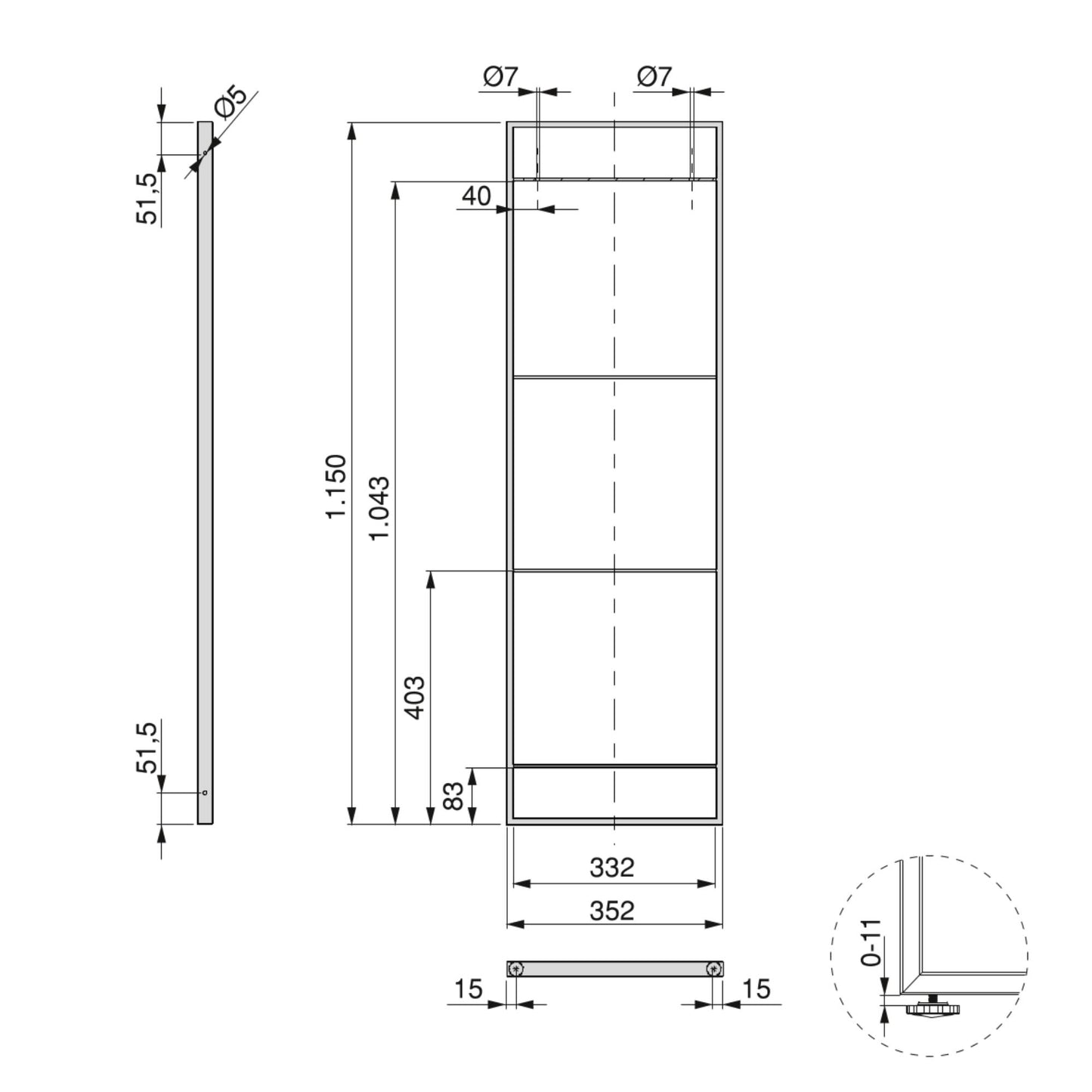 Emuca Set di telai per scaffali Lader, altezza 1150 mm, Acciaio, Verniciato nero