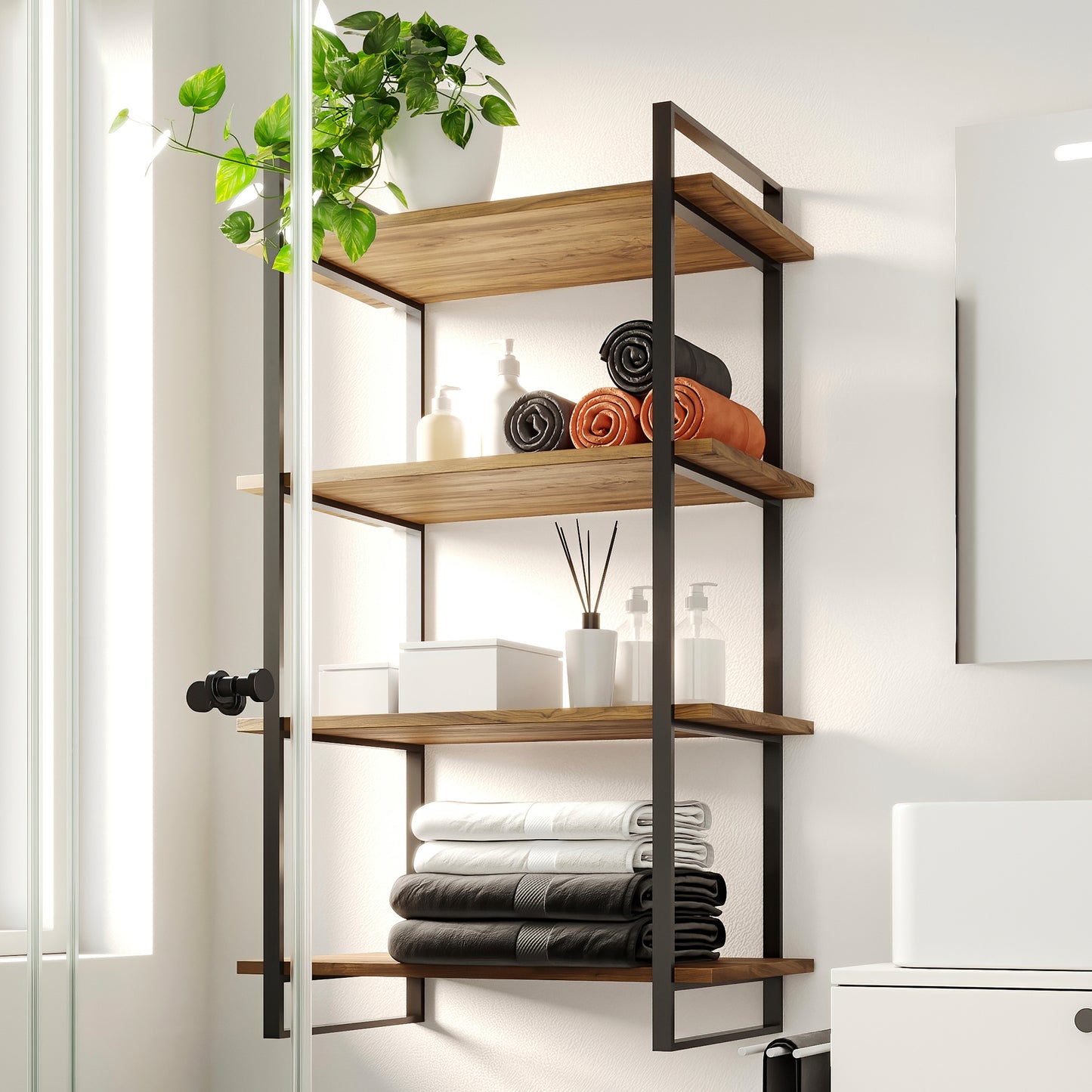 Emuca Set di telai per scaffali Lader, altezza 1150 mm, Acciaio, Verniciato nero