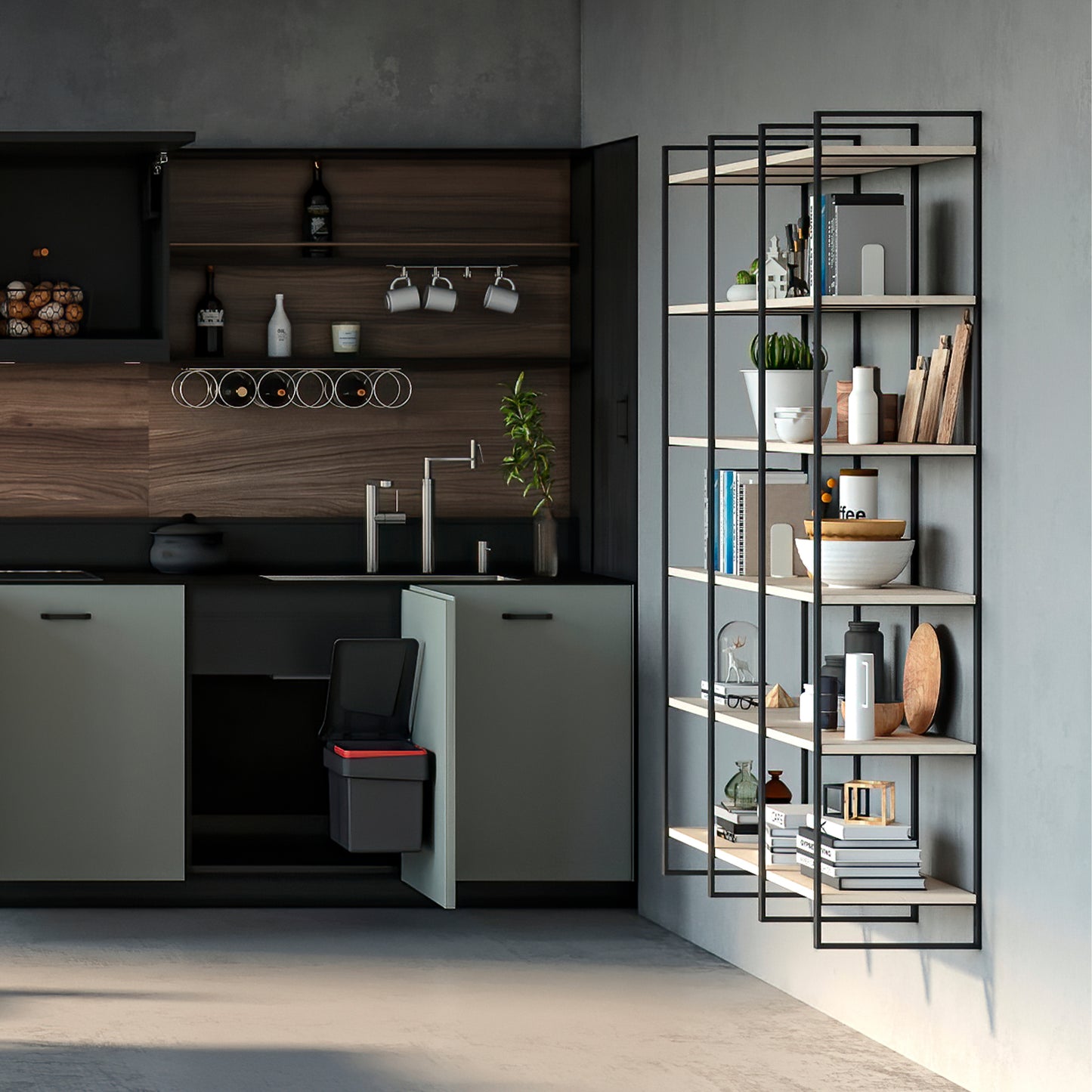 Emuca Set di telai per scaffali Lader, altezza 1790 mm, Acciaio, Verniciato nero