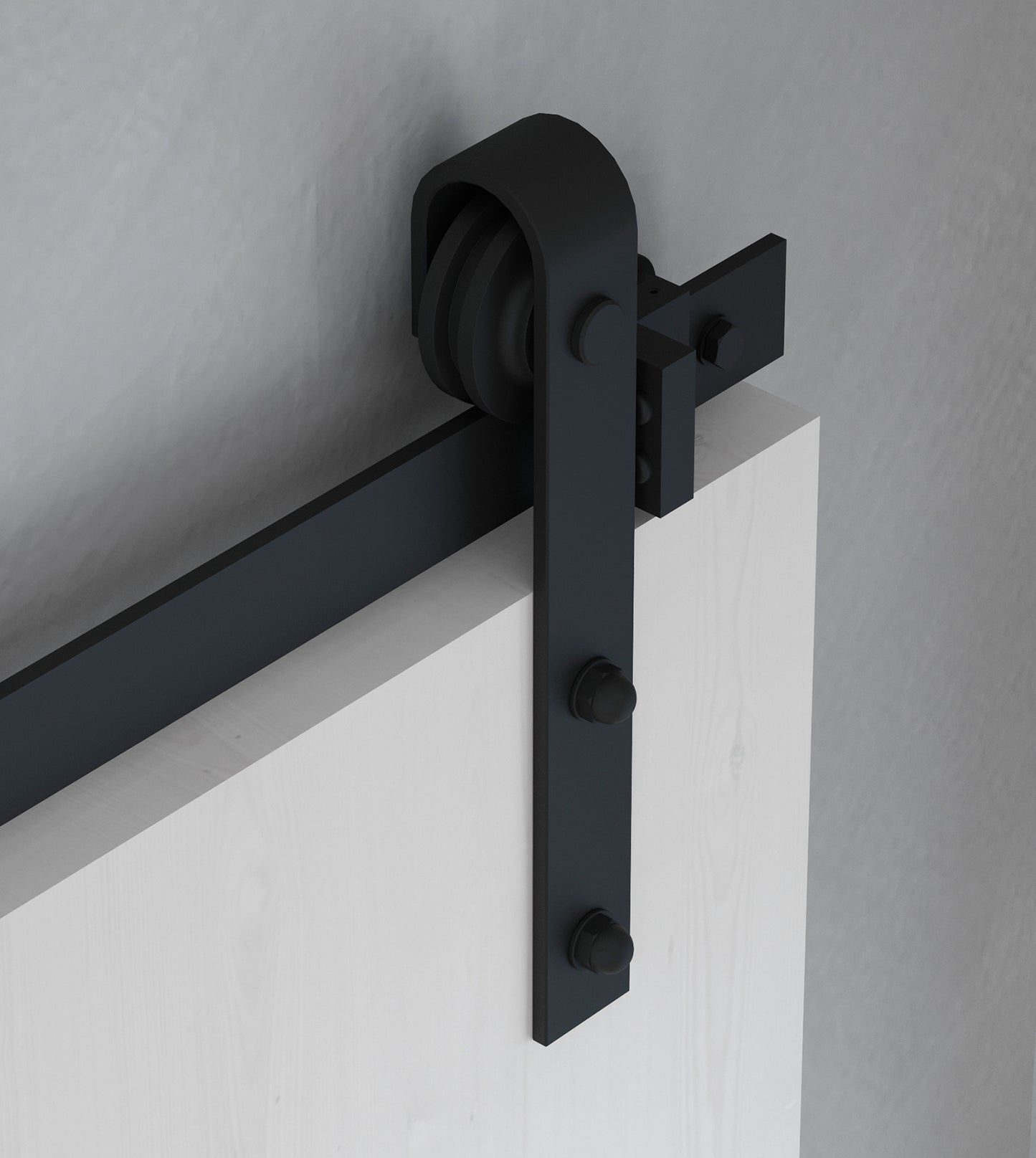 Emuca Kit di ferramentaper porta scorrevole appesa in legno Barn, con chiusura soft, pannelli non inclusi, Acciaio e Tecnoplastica, Verniciato nero