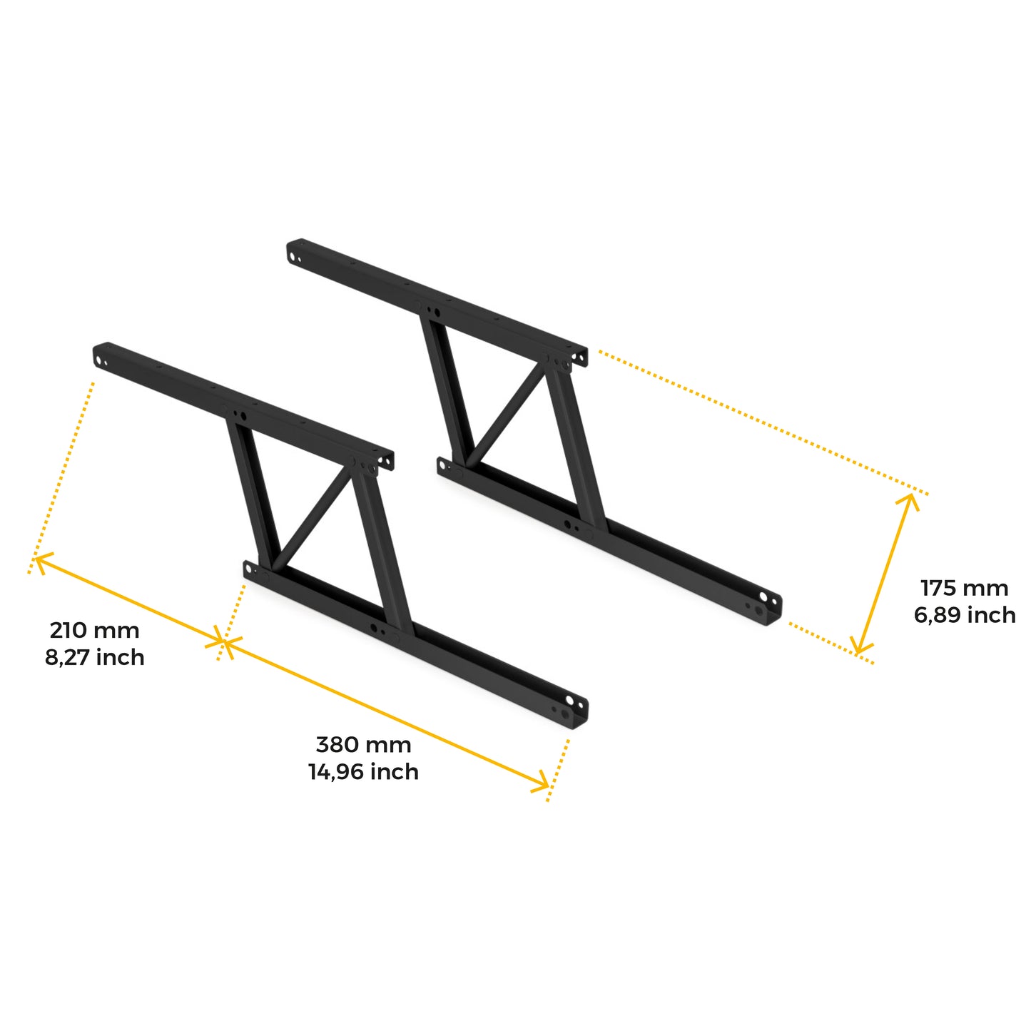 Emuca Set di meccanismi di sollevamento per tavolino, che permette di sollevare il tavolo di 135 mm, Acciaio, Verniciato nero