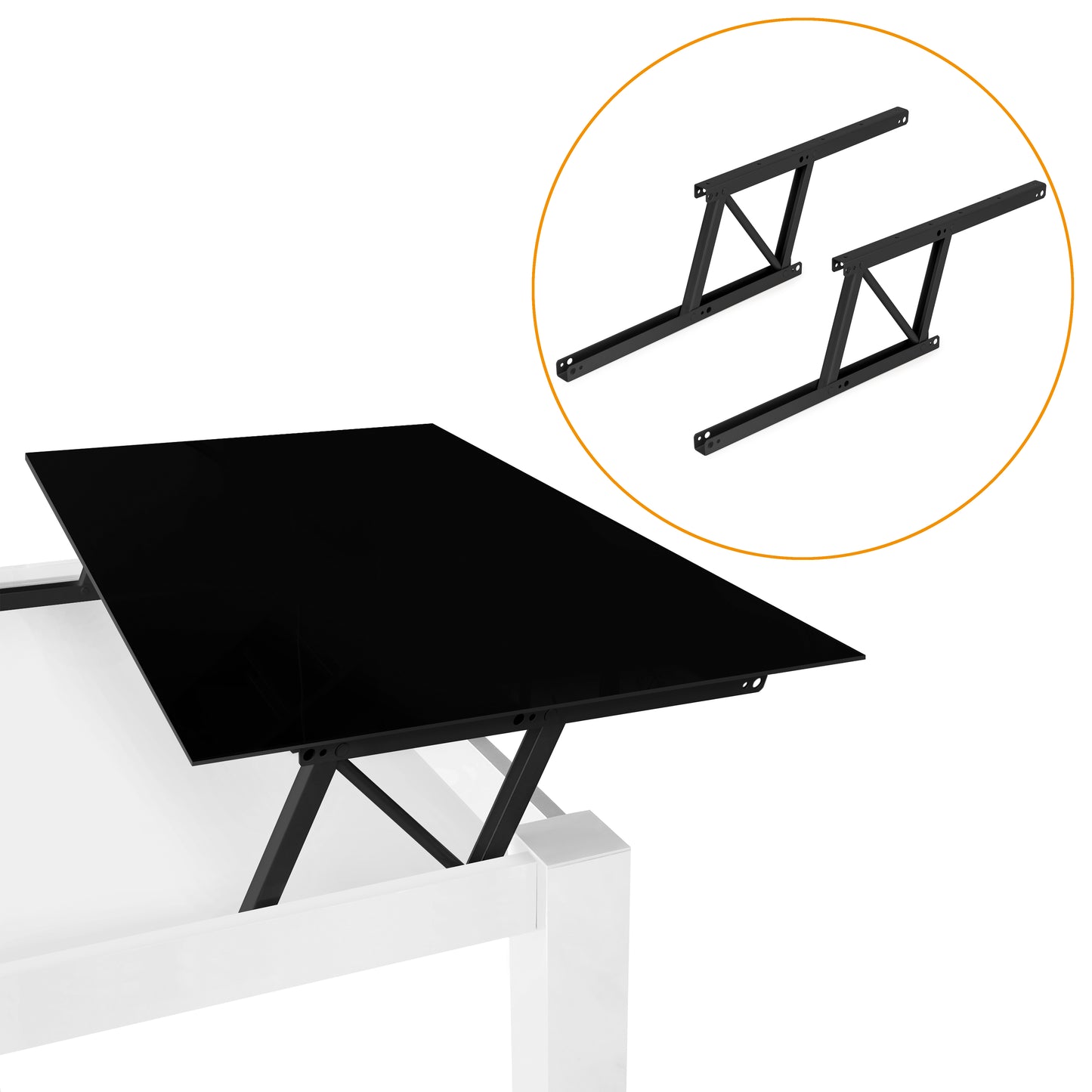 Emuca Set di meccanismi di sollevamento per tavolino, che permette di sollevare il tavolo di 135 mm, Acciaio, Verniciato nero