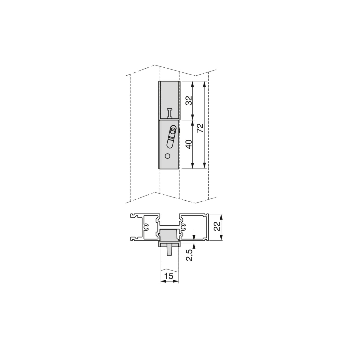 Emuca Kit di staffe per 1 ripiano in legno, 1 modulo e 1 asta di sospensione lunghezza 1m Zero, Zama, colore Grigio pietra verniciato