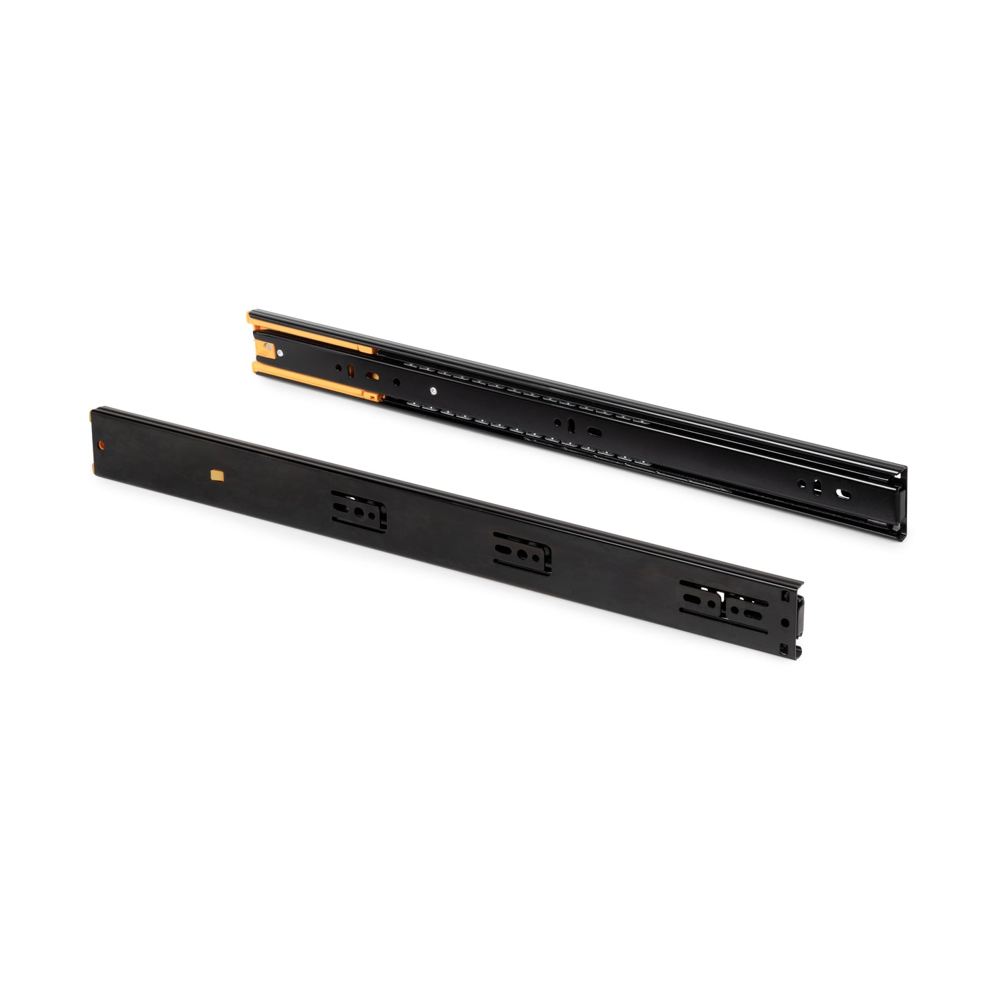Emuca Lotto di 5 set guide per cassetti, a sfera, altezza 45 mm, profondità 300 mm, estrazione totale, chiusura soft, Nera