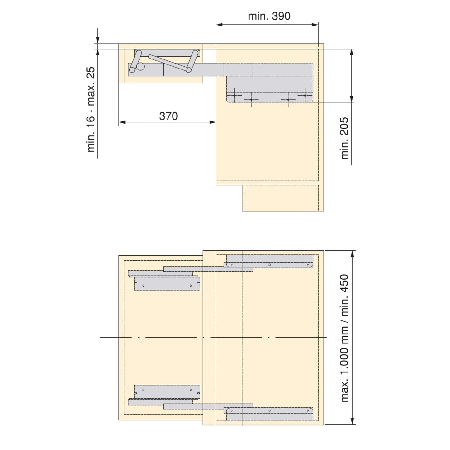 Emuca Guide per tavolo allungabile e sollevabile Oplà Folding+39, Alluminio, Champagne anodizzato