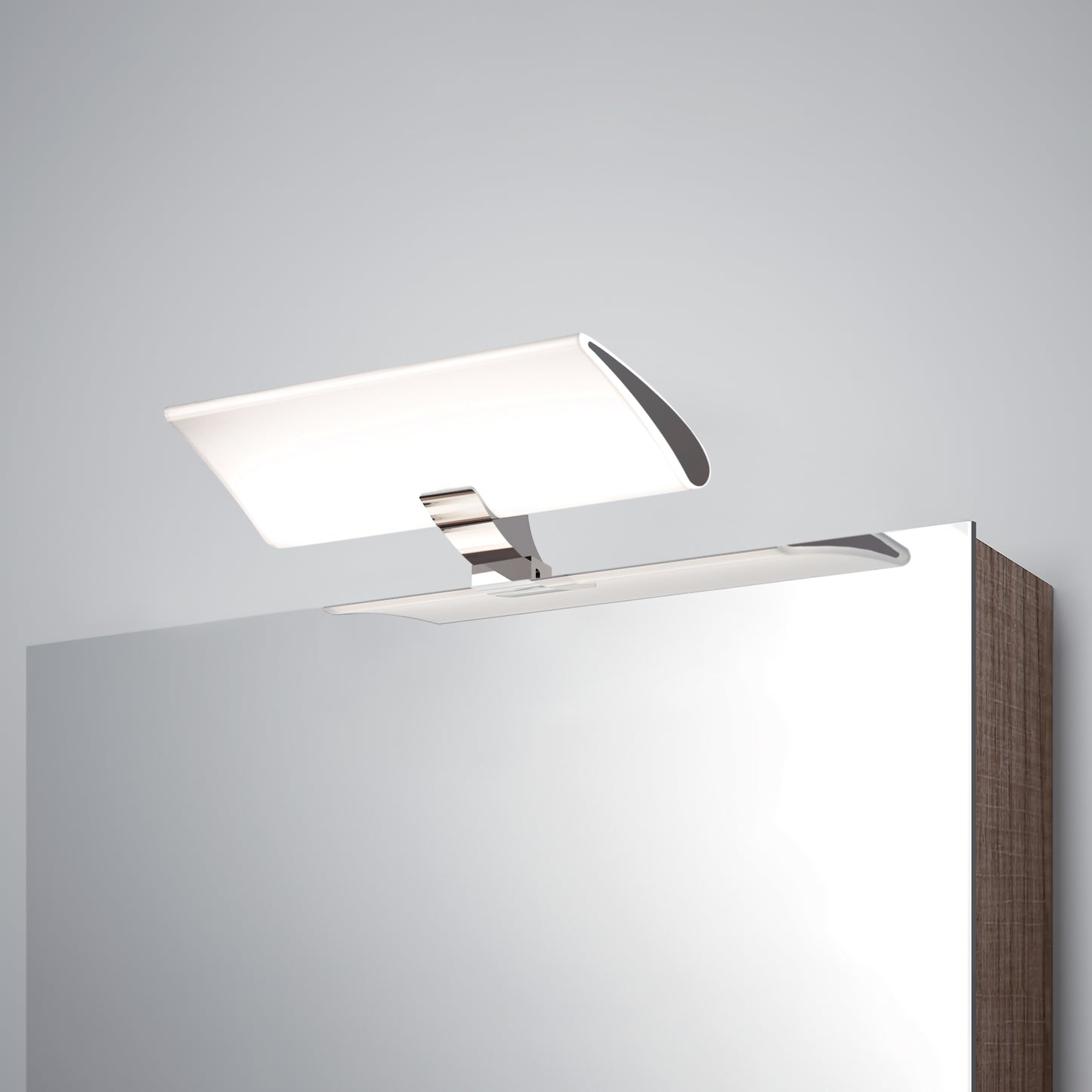 Emuca Faretto LED per specchio da bagno Aries (AC 230V 50Hz), non necessita di convertitore, L300mm, Luce Bianco Freddo 5.700K, Tecnoplastica e Alluminio, Cromato lucido