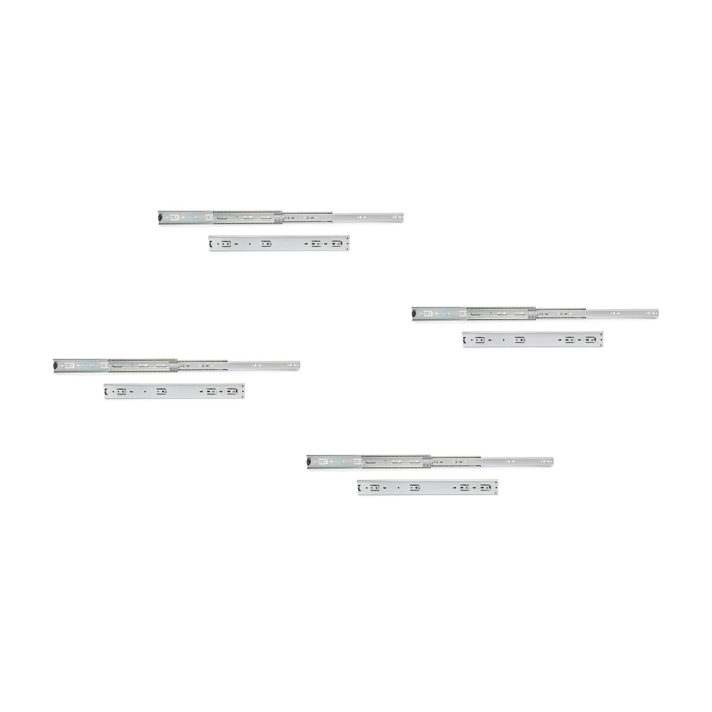 Emuca Lotto di 4 set guide per cassetti, a sfera, per cassetti con carichi pesanti, estrazione totale, altezza 51 mm, profondità 400 mm, Acciaio, Zincato bianco