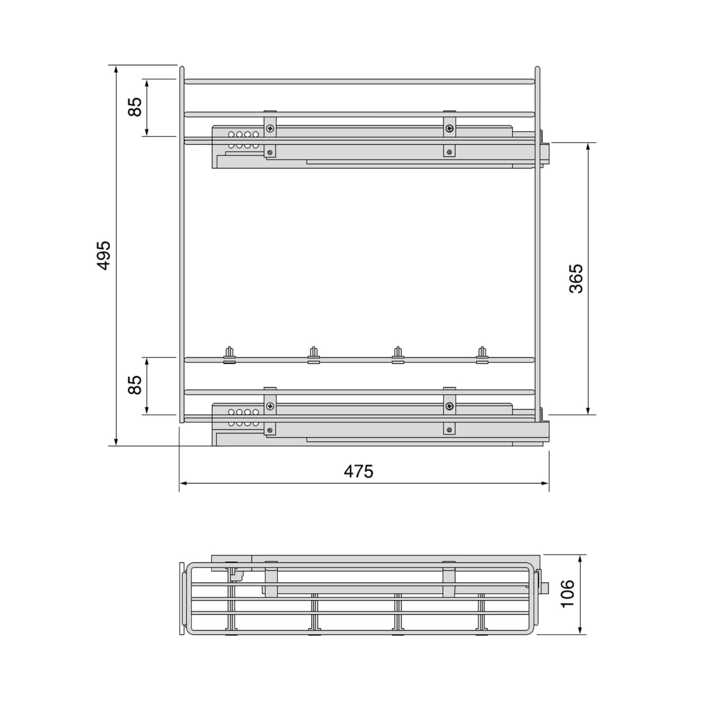 Emuca Portabottiglie estraibile Suprastar con chiusura soft, modulo 150 mm, Acciaio, Cromato