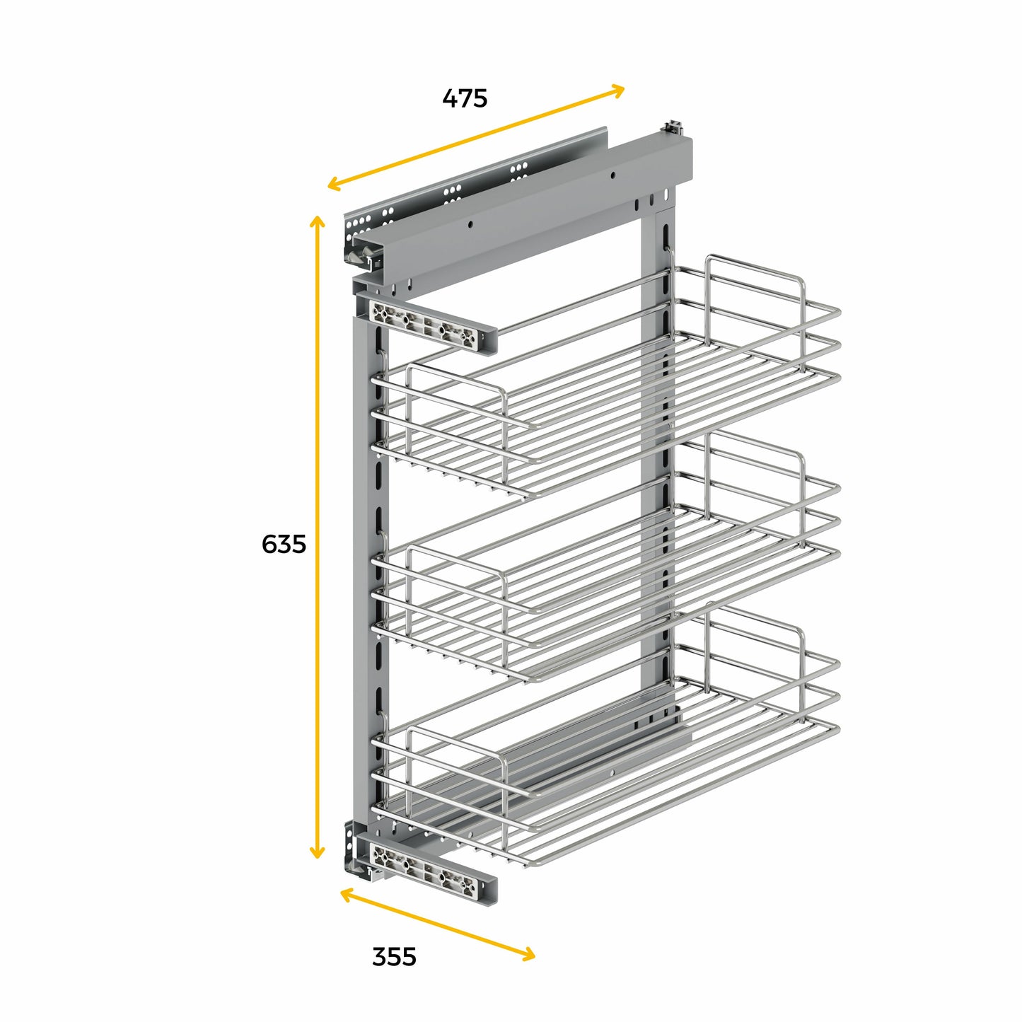Emuca Suprastar Carrello estraibile con chiusura soft, modulo 400 mm, Acciaio, Cromato lucido