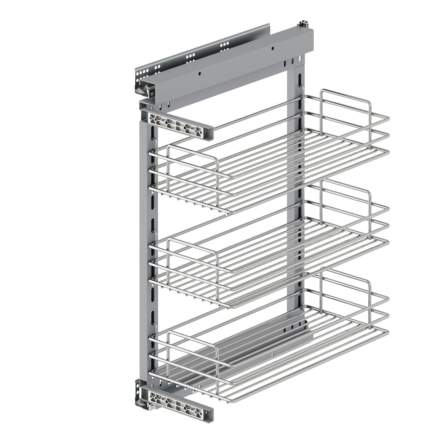 Emuca Suprastar Carrello estraibile con chiusura soft, modulo 400 mm, Acciaio, Cromato lucido