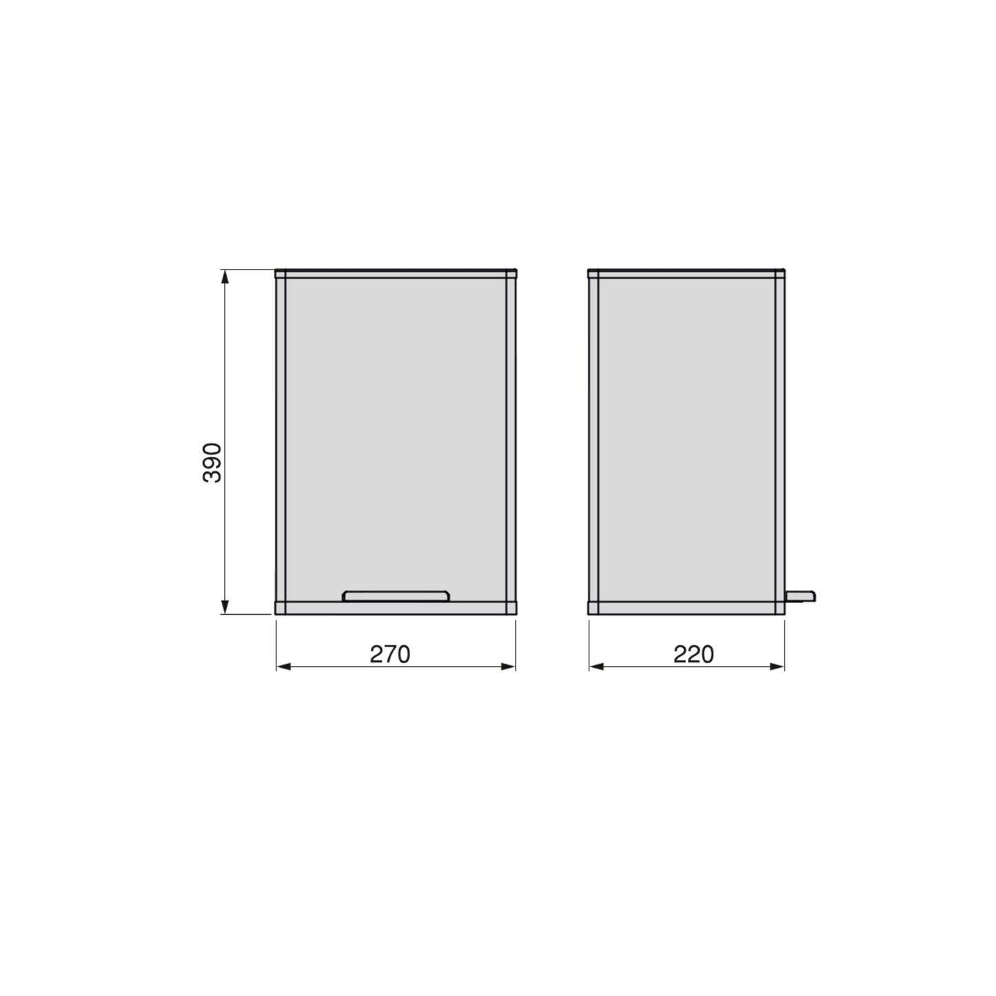 Emuca Contenitore rettangolare per la raccolta differenziata Recycle, apertura del coperchio a pedale, 1x12lt, Alluminio, Verniciato bianco