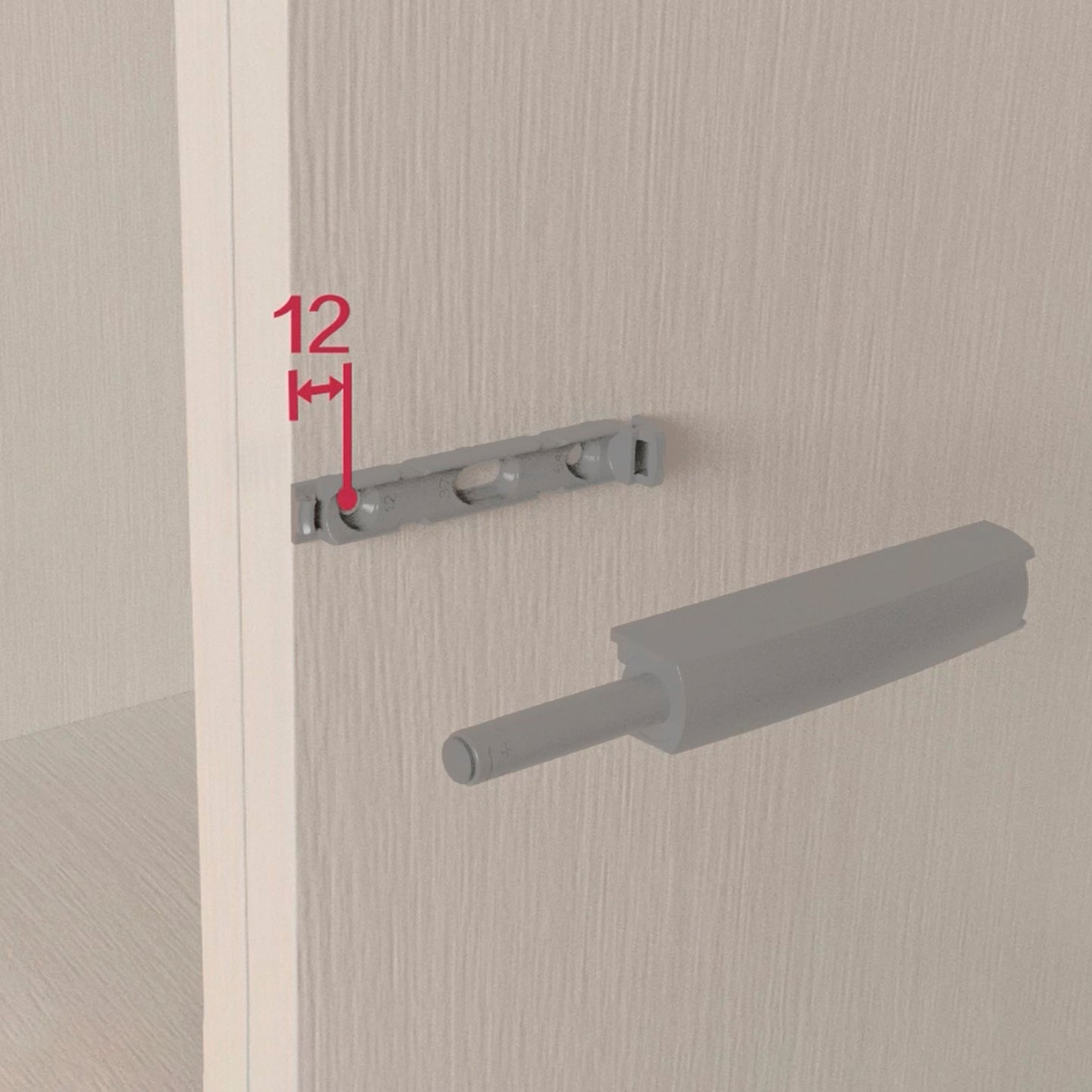 Emuca Lotto di 10 chiusure per porte da avvitare ai mobili con regolazione Push Lite, lunghezza 80 mm, Chiusura soft, Tecnoplastica, Grigia