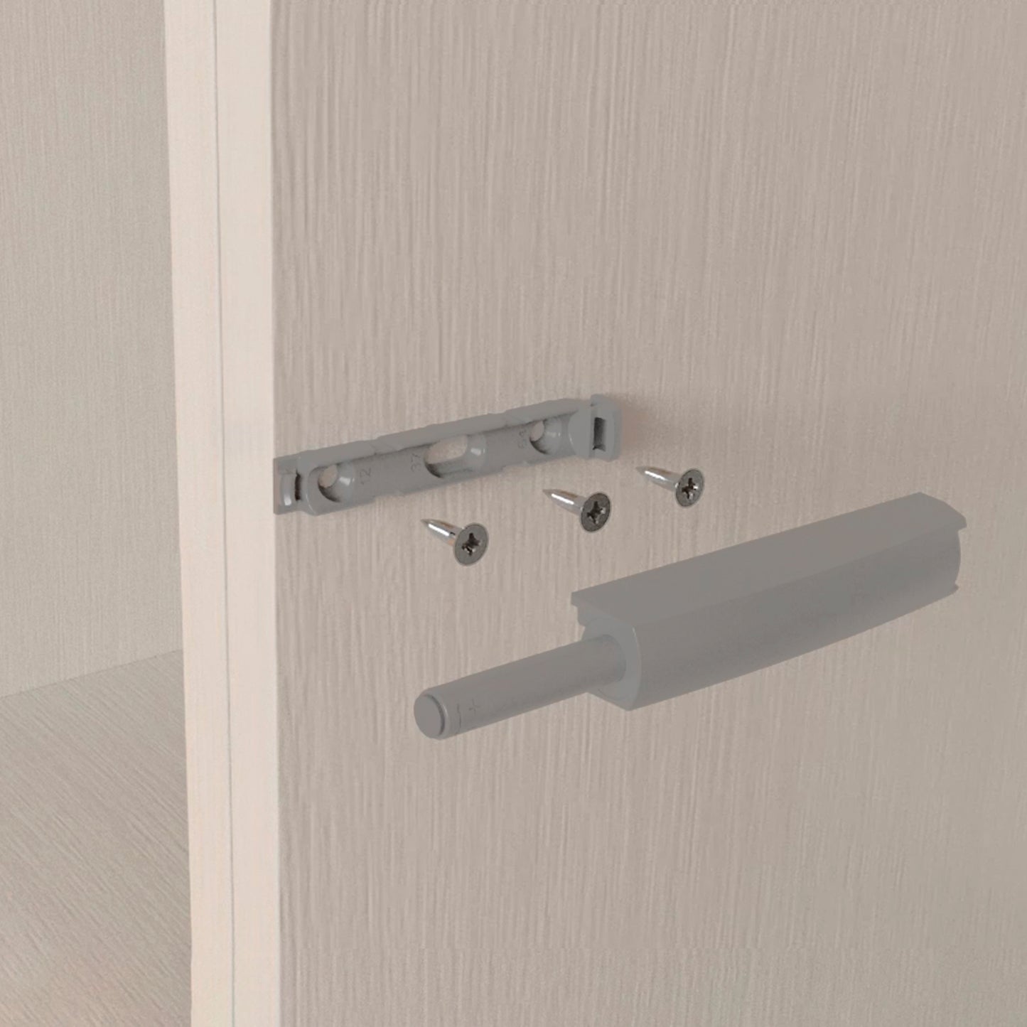 Emuca Lotto di 10 chiusure per porte da avvitare ai mobili con regolazione Push Lite, lunghezza 80 mm, Chiusura soft, Tecnoplastica, Grigia