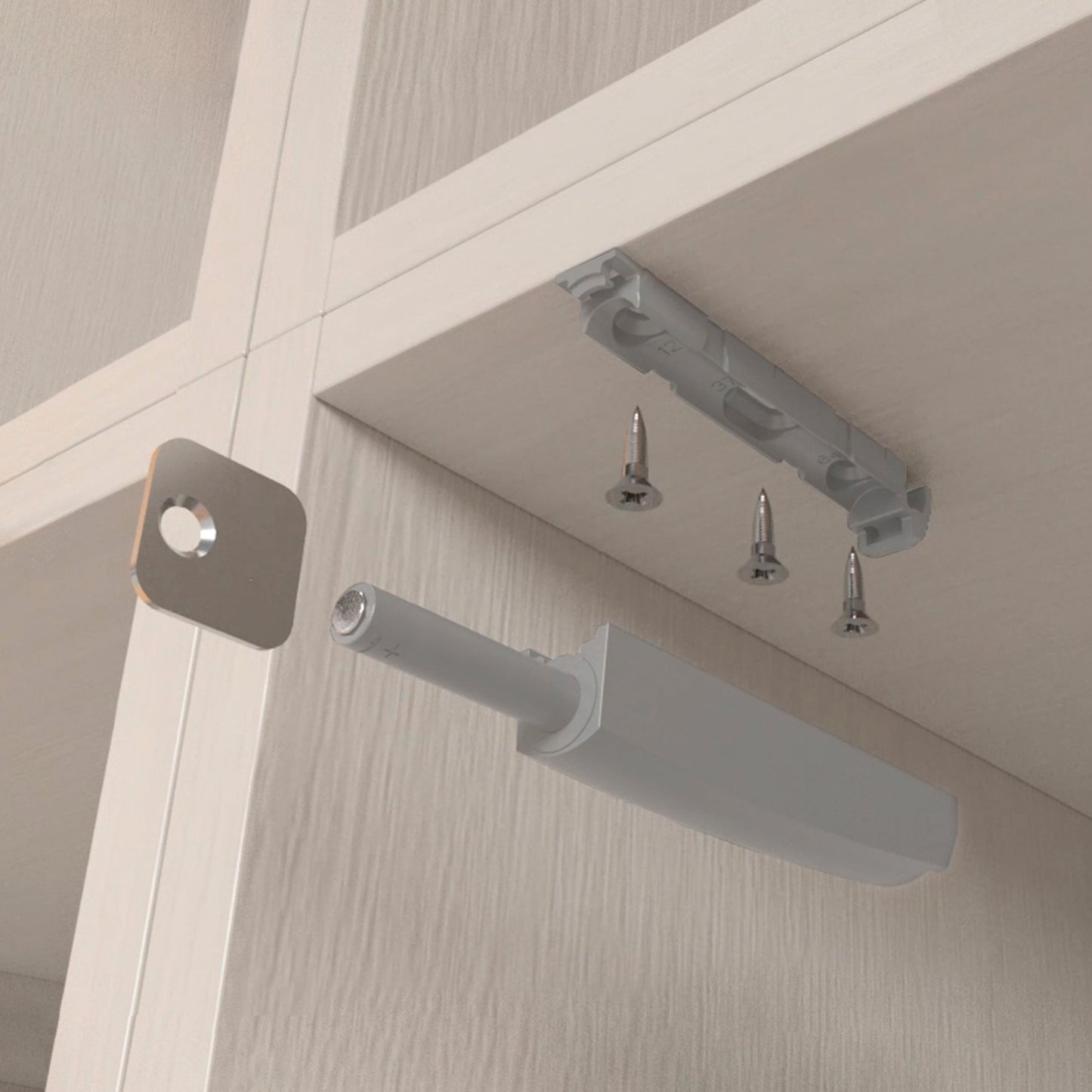 Emuca Lotto di 10 chiusure per porte da avvitare ai mobili con regolazione Push Lite, lunghezza 80 mm, Magnetica, Tecnoplastica, Grigia