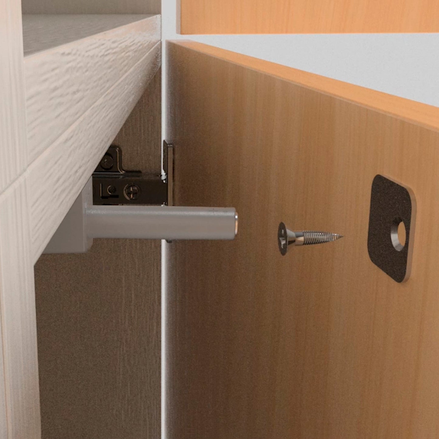 Emuca Lotto di 10 chiusure per porte da avvitare ai mobili con regolazione Push Lite, lunghezza 80 mm, Magnetica, Tecnoplastica, Grigia