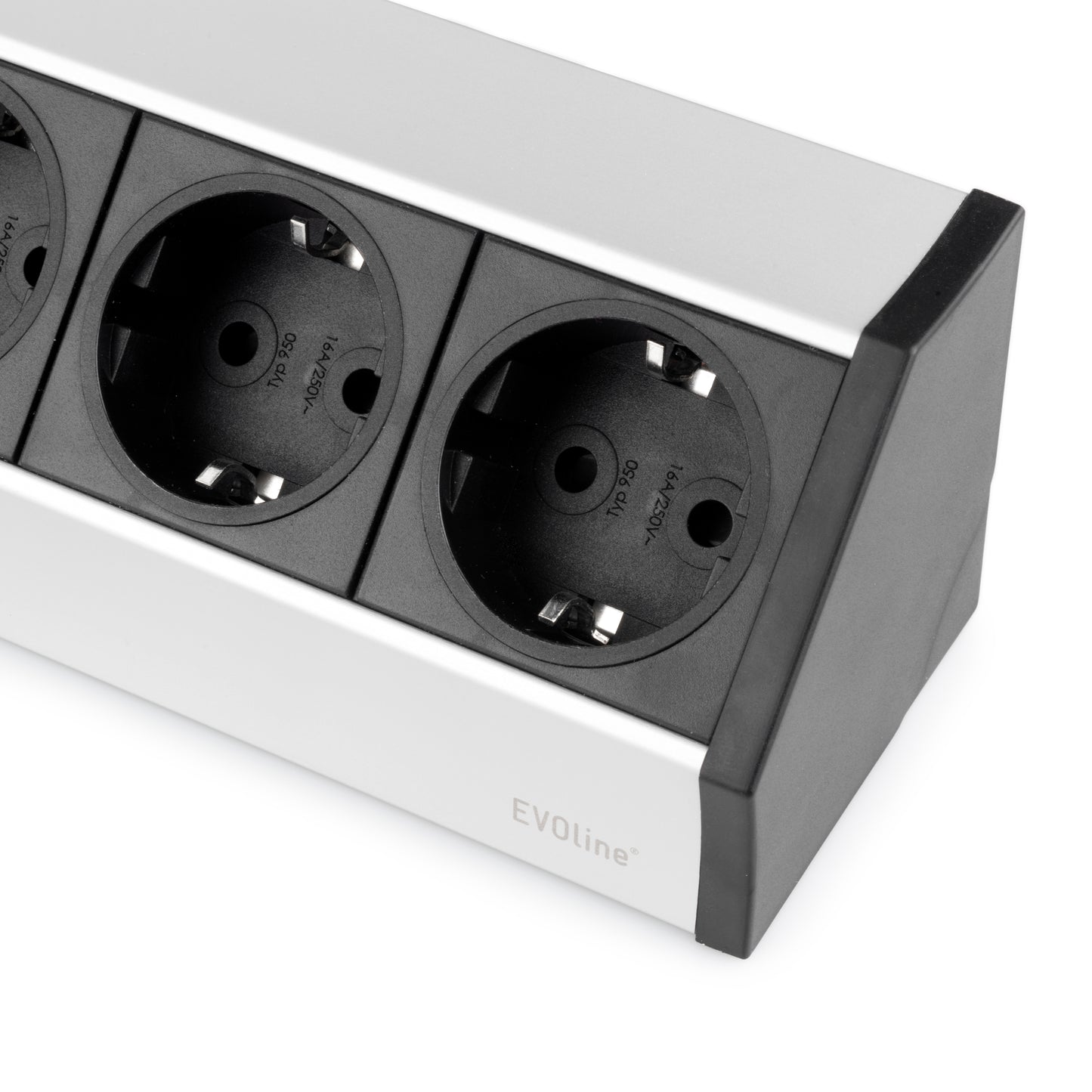 Emuca Multiconnettore da superficie Dock V , 3 prese Schuko, Tecnoplastica e Alluminio, Anodizzato opaco