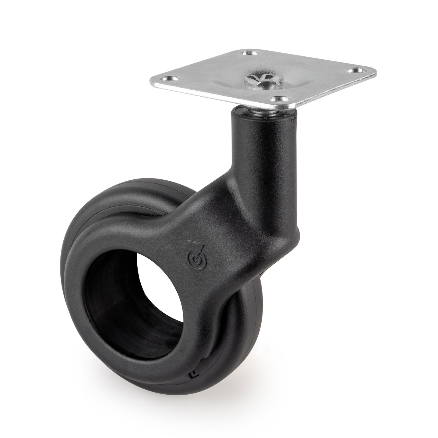 Emuca Lotto di 4 ruote Hole 2 con piastra di montaggio, diametro 60 mm, Acciaio e Tecnoplastica, Verniciato nero