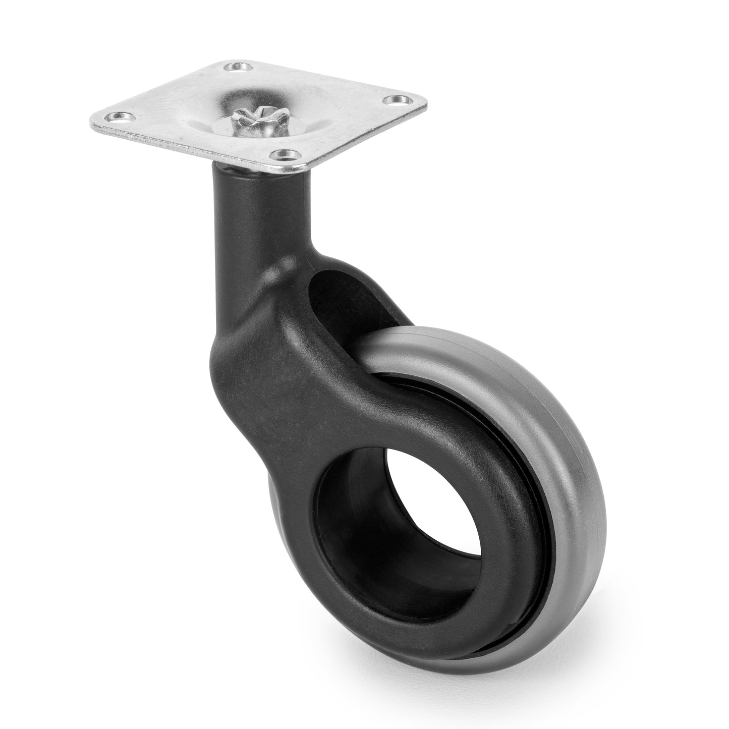 Emuca Lotto di 4 ruote Hole 2 con piastra di montaggio, diametro 60 mm, Acciaio e plastica, Tecnoplastica grigio