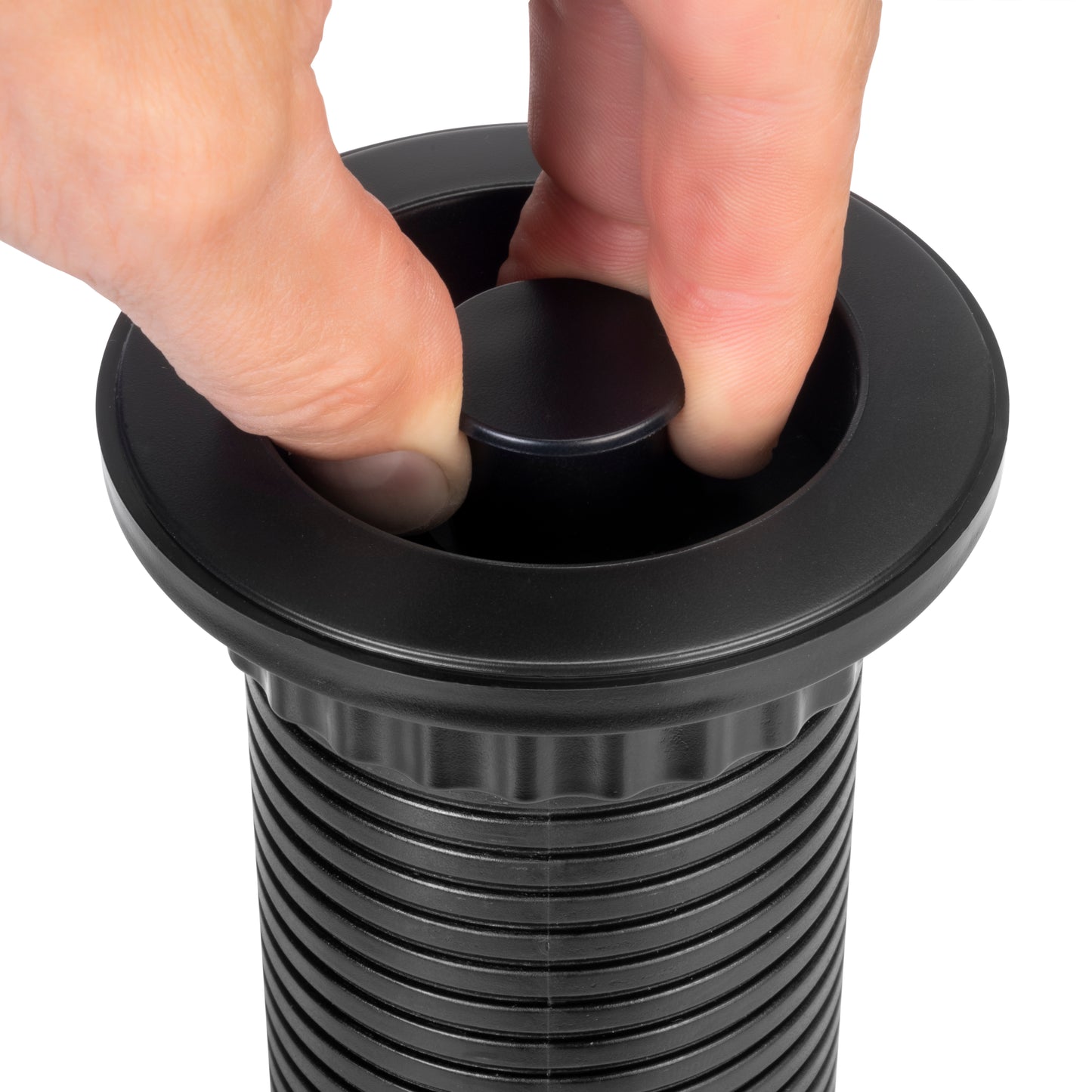 Emuca Multipresa estraibile Vertikal, 3 prese Schuko, 2 USB tipo A, Tecnoplastica e Alluminio, Verniciato nero