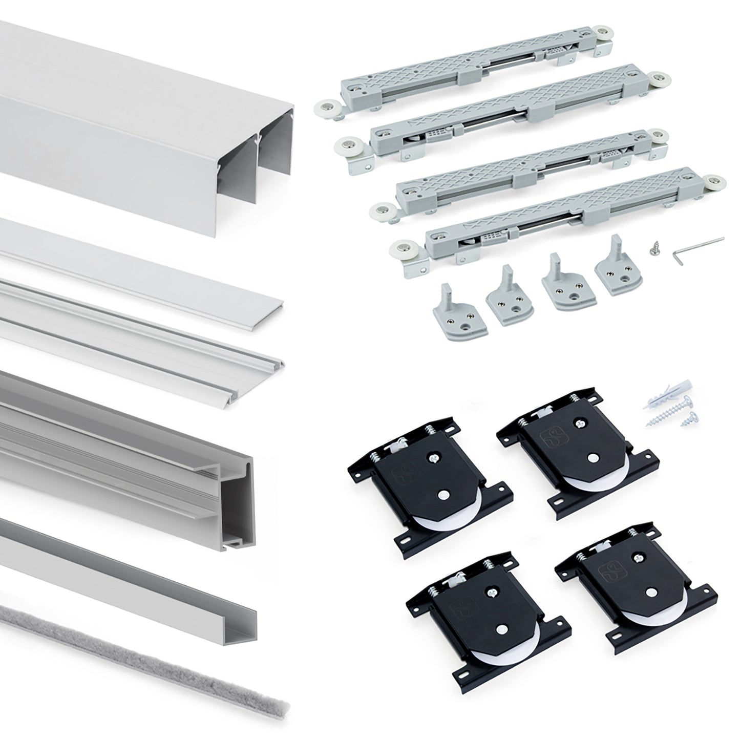 Emuca Kit di ferramenta per armadio a 2 ante e chiusura ammortizzata Placard 81, profilo Sharp, spessore 16 mm, pannelli non inclusi, Anodizzato opaco