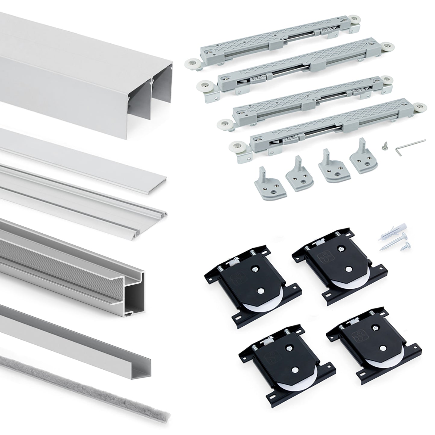 Emuca Kit di ferramenta per armadio a 2 ante e chiusura ammortizzata Placard 81, Profilo Deep, spessore 18 mm, pannelli non inclusi, Anodizzato opaco