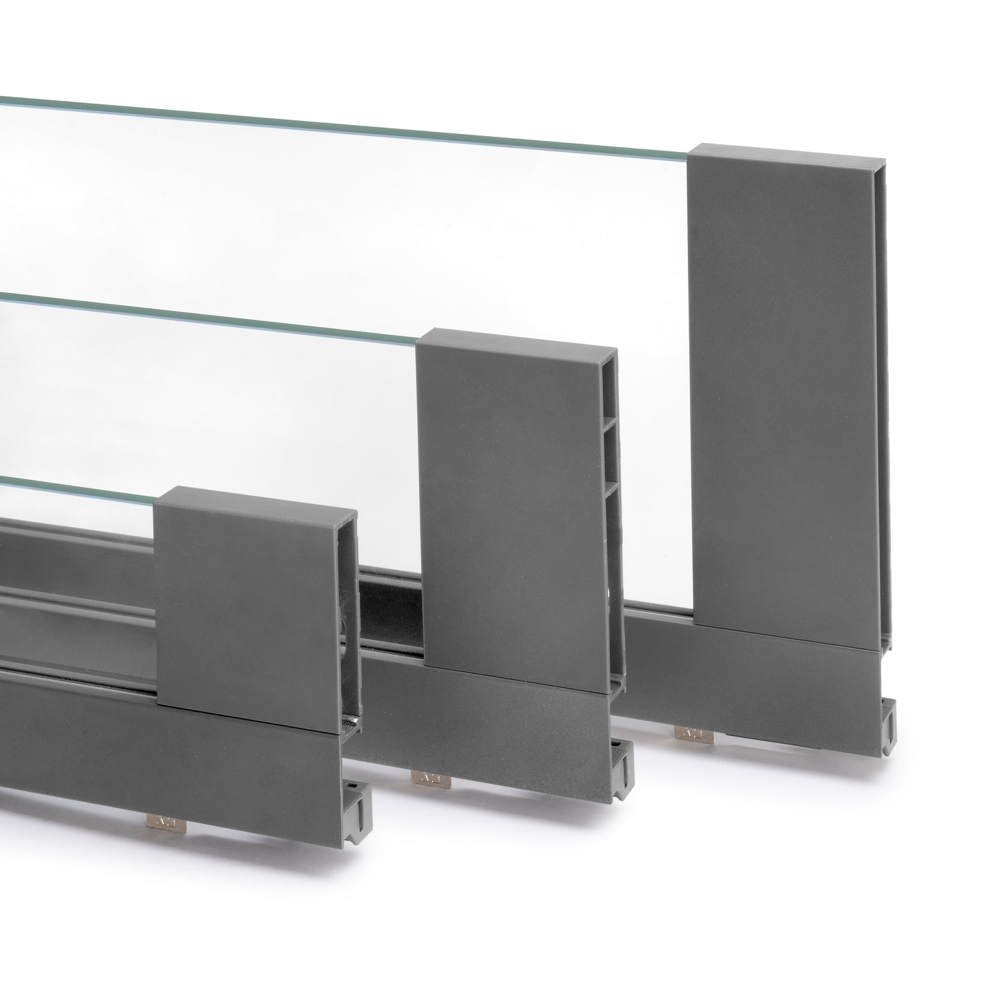 Emuca cassetto esterno Vertex 40 kg con laterale in vetro 93 mm di altezza, 450 mm di profondità, Acciaio, Alluminio e Vetro, Grigio antracite