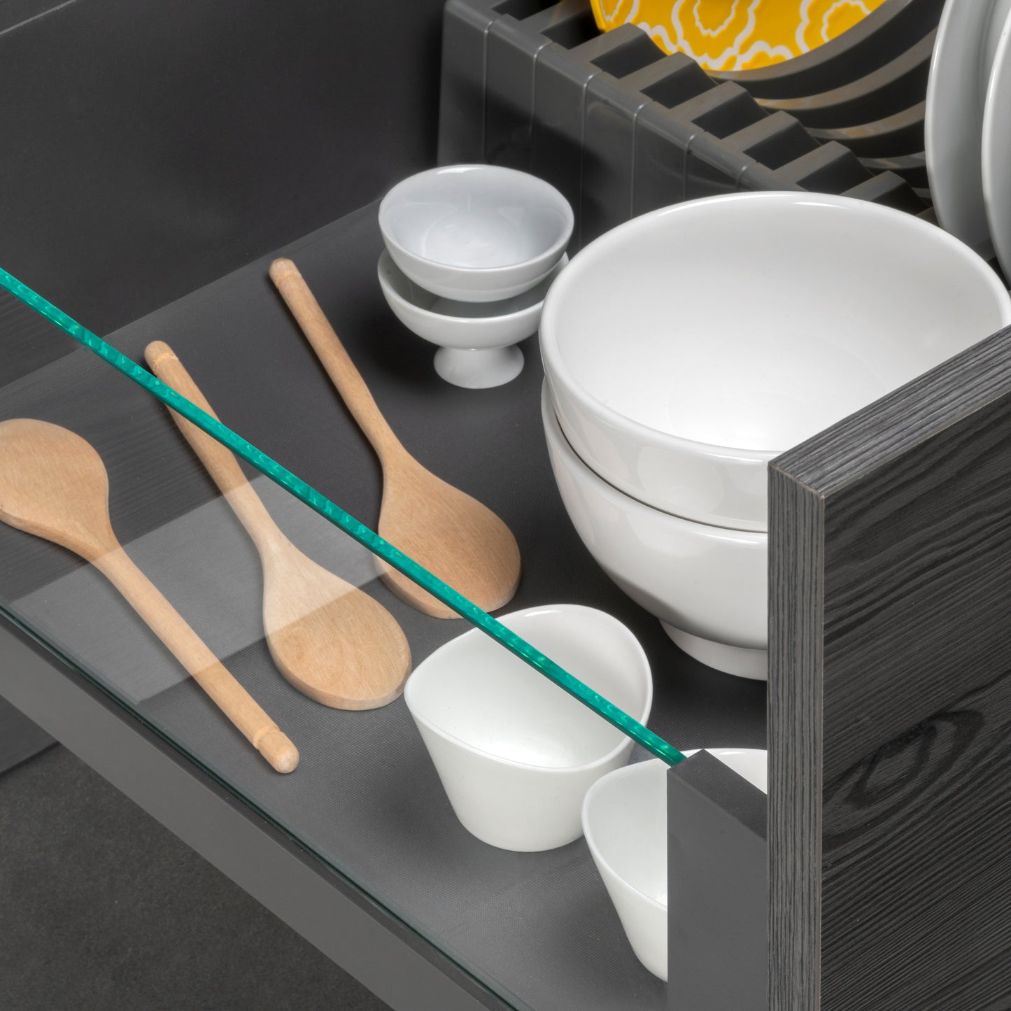 Emuca cassetto esterno Vertex 40 kg con laterale in vetro 178 mm di altezza, 500 mm di profondità, Acciaio, Alluminio e Vetro, Grigio antracite