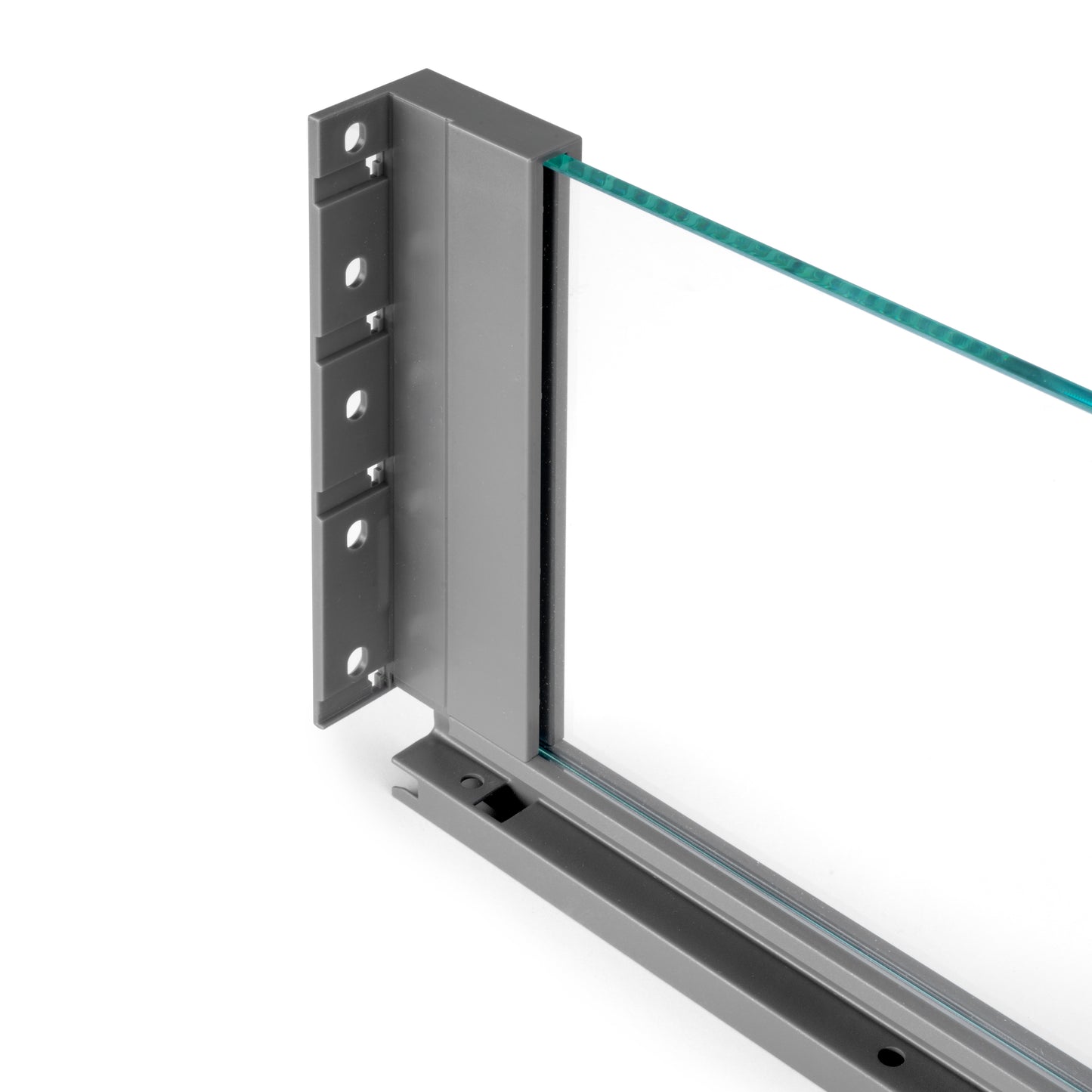 Emuca cassetto esterno Vertex 40 kg con laterale in vetro 178 mm di altezza, 500 mm di profondità, Acciaio, Alluminio e Vetro, Grigio antracite