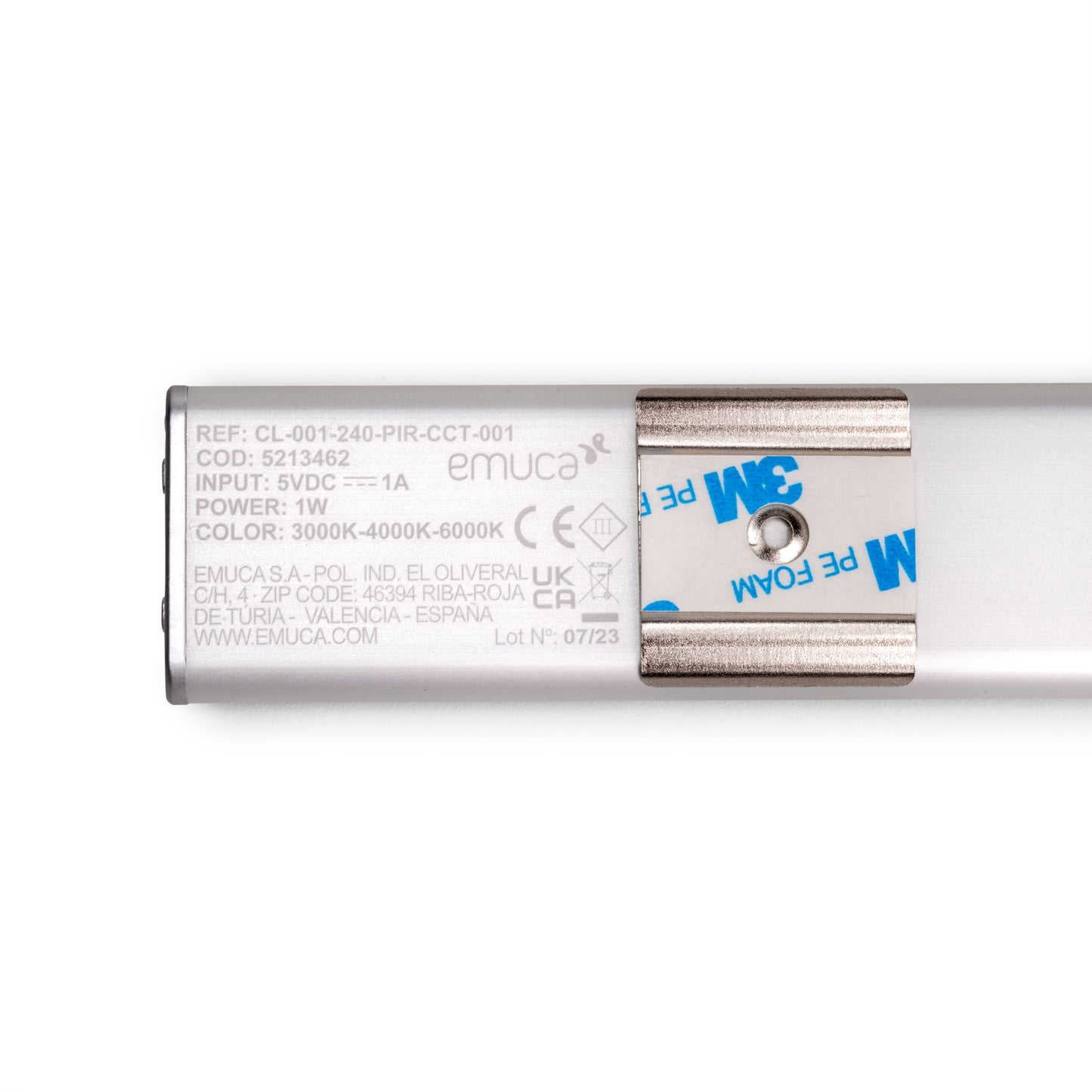 Emuca Lampada LED ricaricabile USBKaus con sensore di prossimità, L240mm, Tecnoplastica e Alluminio, Anodizzato opaco