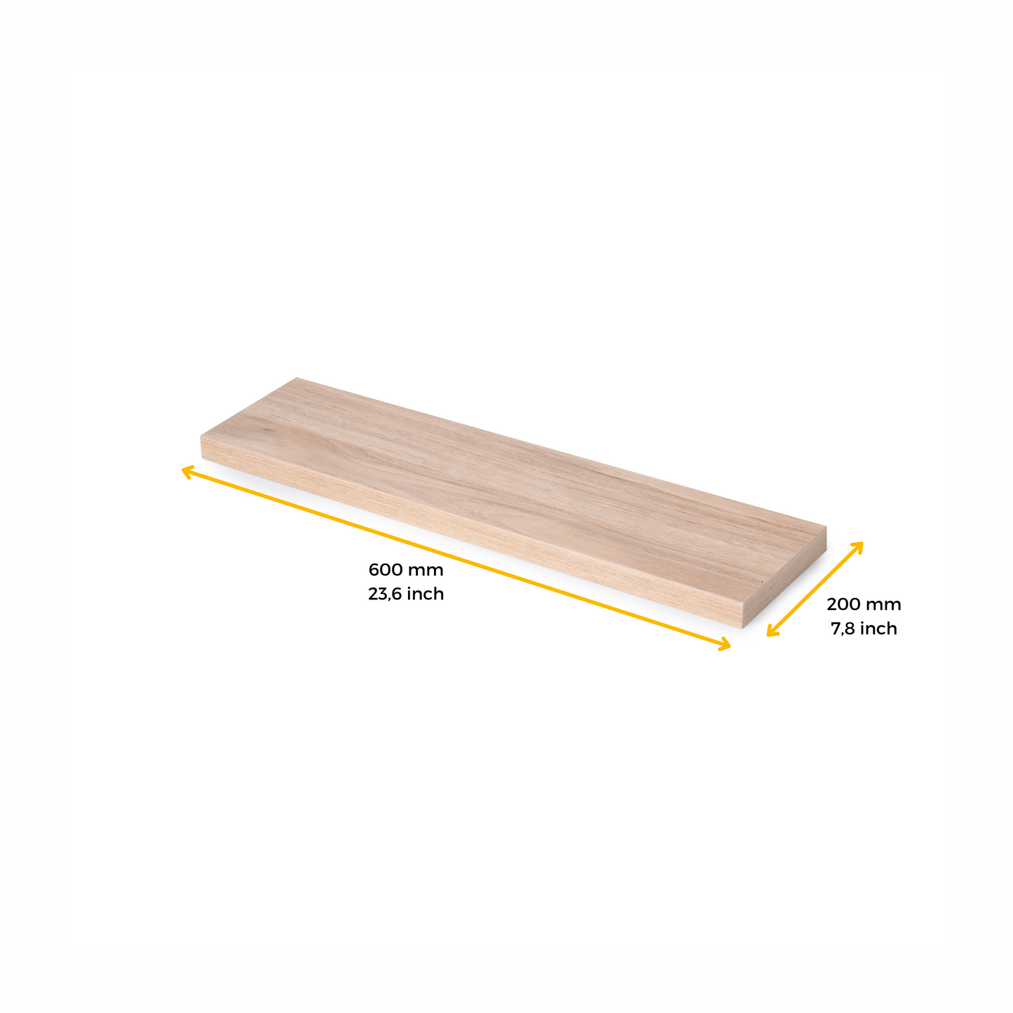 Emuca Ripiano per scaffali, 600x200 mm, spessore 30 mm, Legno, Finitura rovere