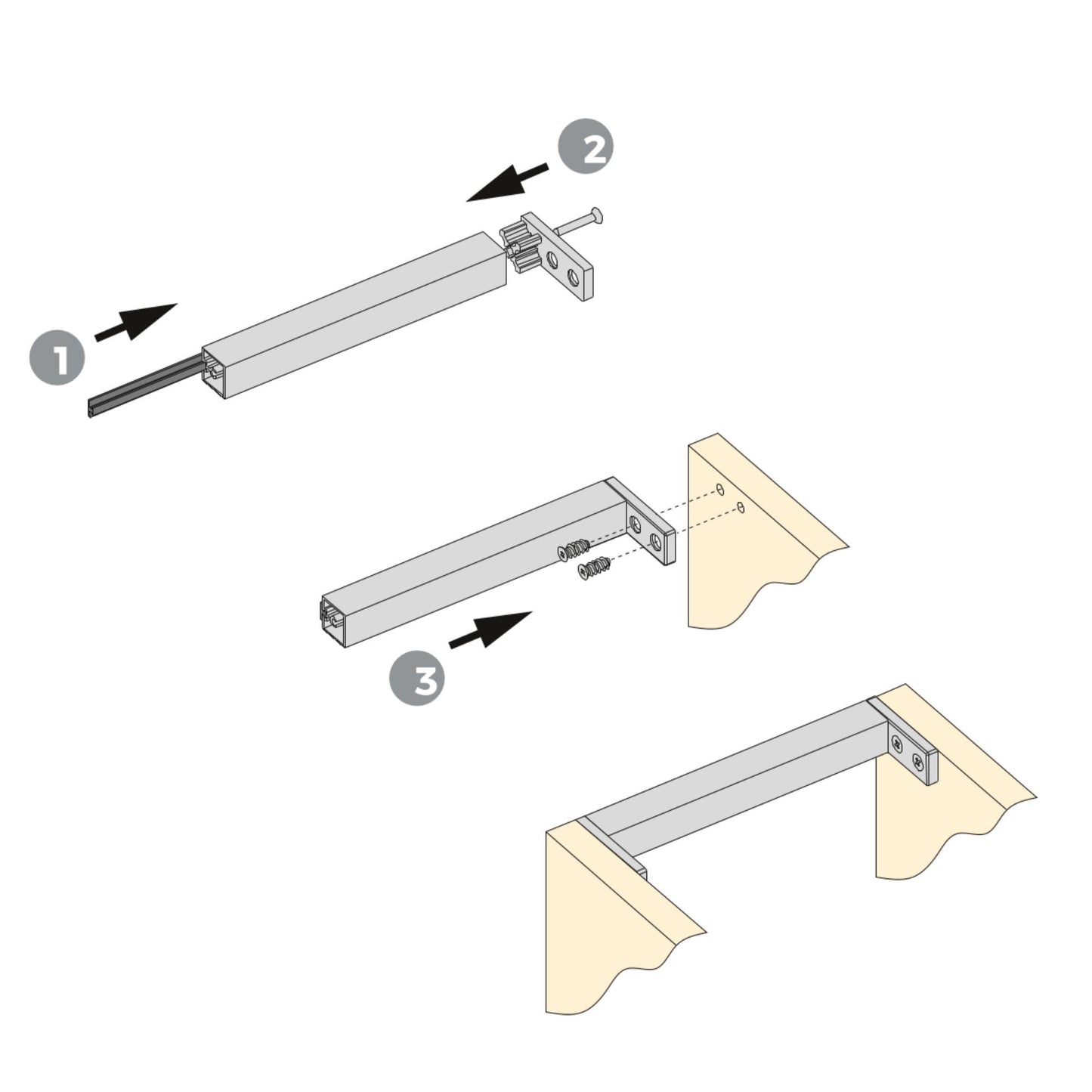 Emuca Lotto di 4 traverse per mobili da cucina Albeam, con accessori a vite, Alluminio e Tecnoplastica, Anodizzato opaco