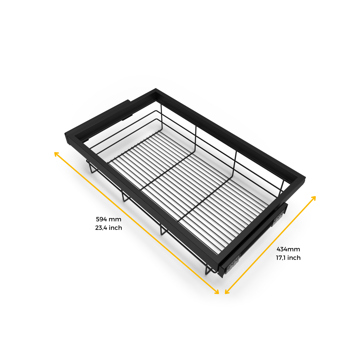 Emuca Kit di cestello in filo e telaio a scorrimento con chiusura ammortizzata per armadio, regolabile, modulo 600 mm, Grigio pietra