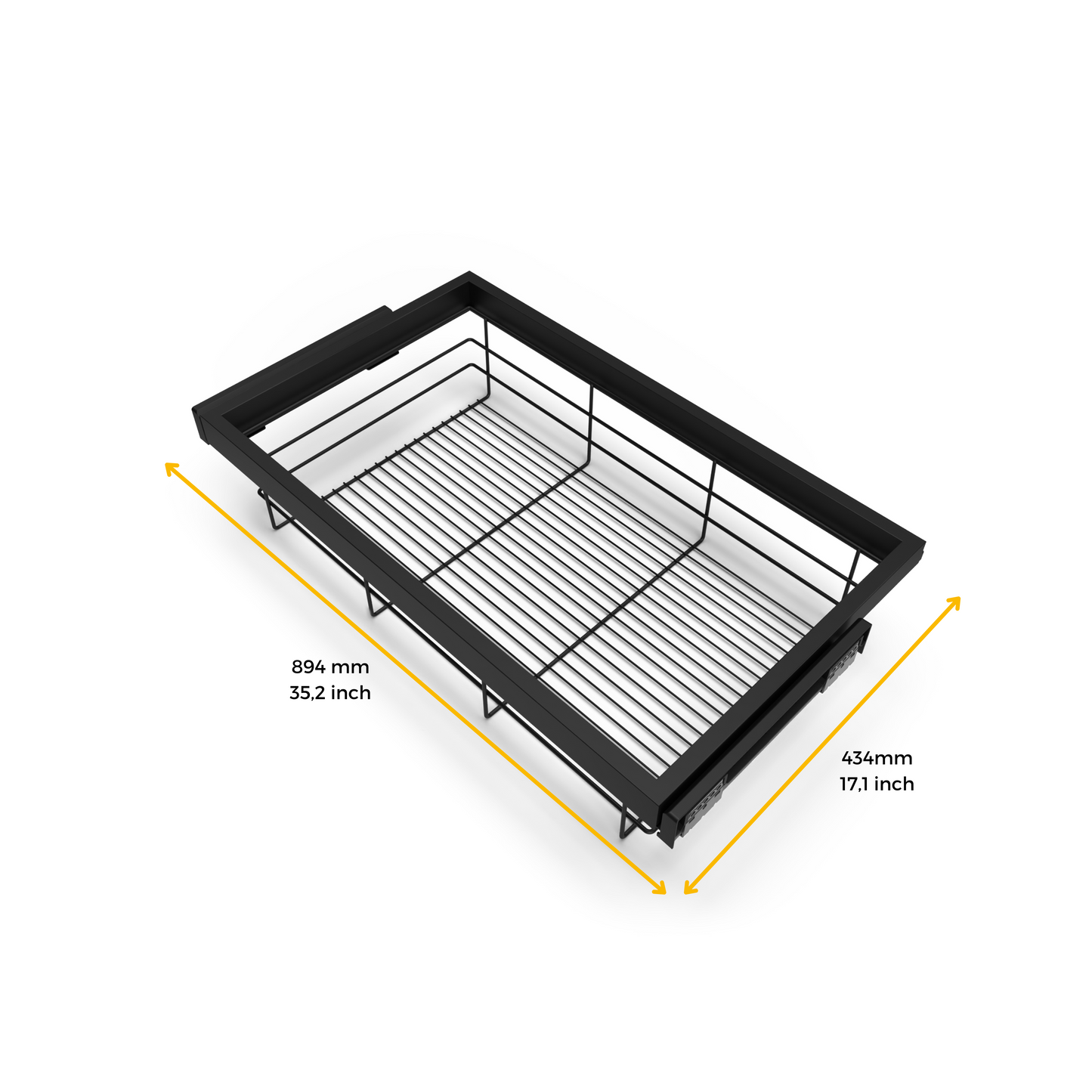 Emuca Kit di cestello in filo e telaio a scorrimento con chiusura ammortizzata per armadio, regolabile, modulo 900 mm, Grigio pietra