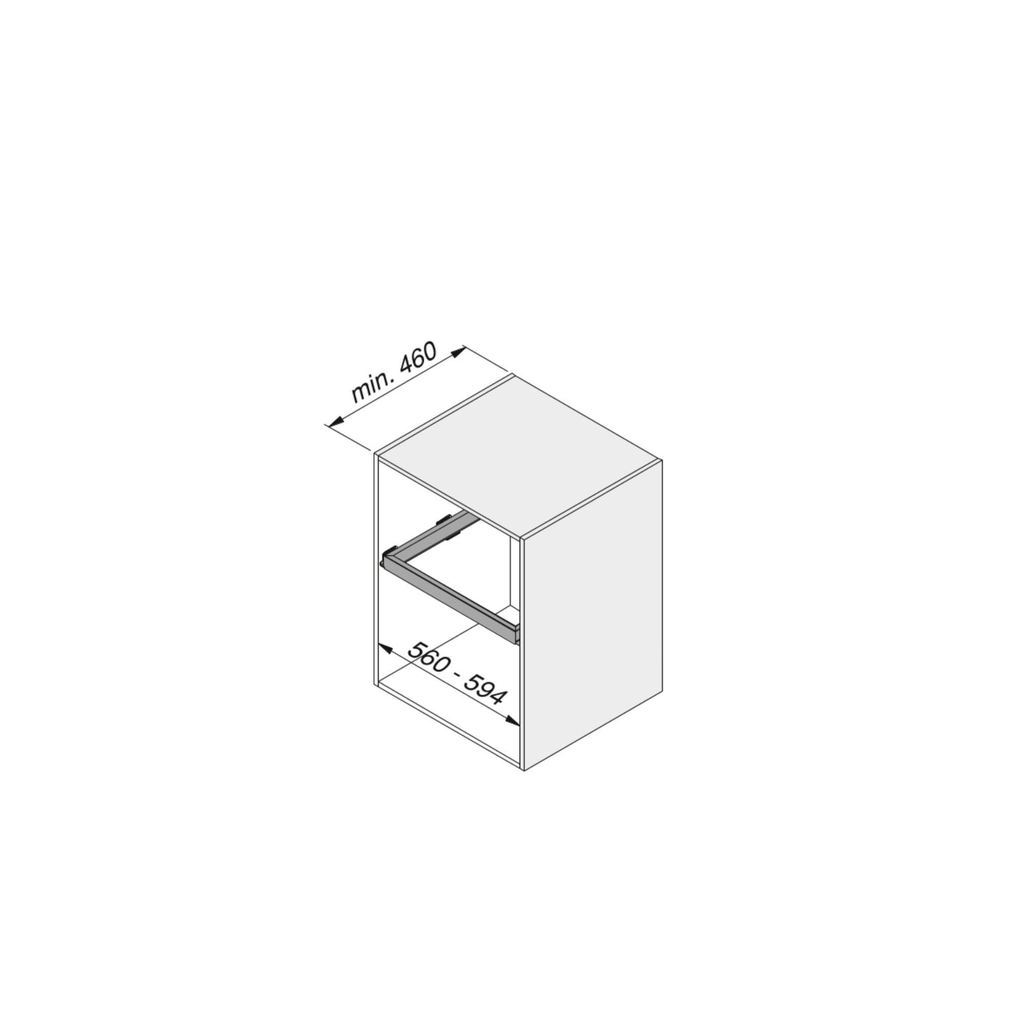 Emuca Kit di cassetto organizzatore e telaio a scorrimento con chiusura ammortizzata per armadio, regolabile, modulo 600 mm, Grigio pietra