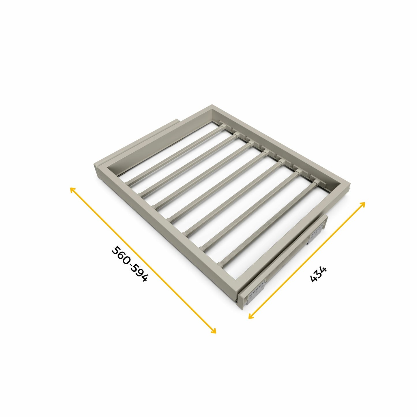 Emuca Kit di 7 aste portapantaloni e telaio a scorrimento Hack per armadi, chiusura ammortizzata, regolabile, modulo 600 mm, Grigio pietra