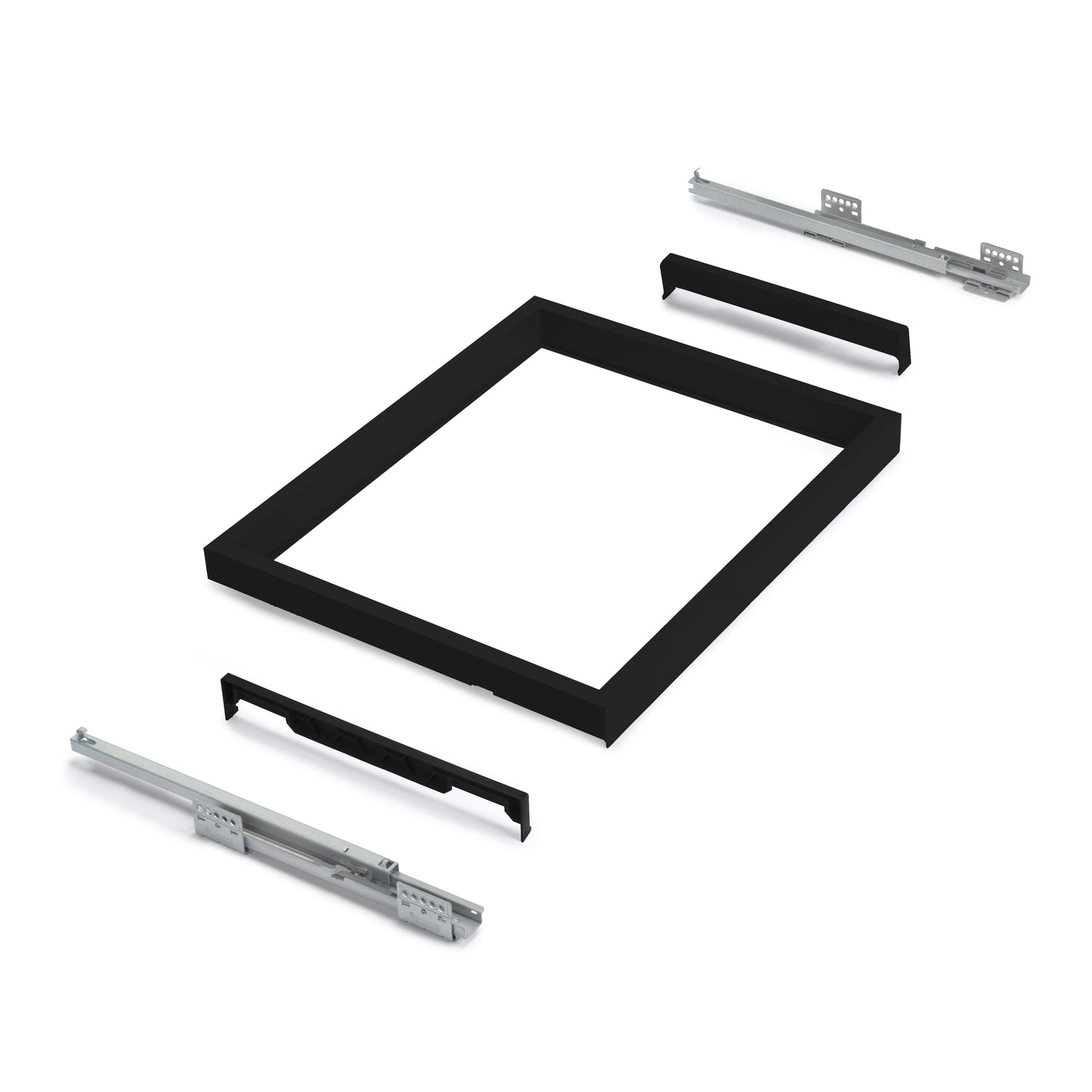 Emuca Kit di cestello in filo e telaio a scorrimento con chiusura ammortizzata per armadio, regolabile, modulo 600 mm, Nero testurizzato
